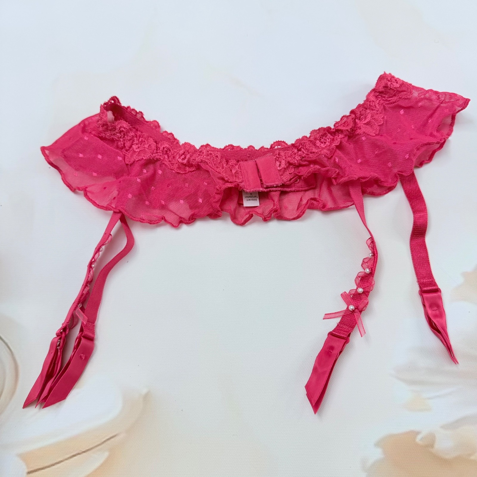 Triupmh fuscia mesh garter belt suspender it 1 size S