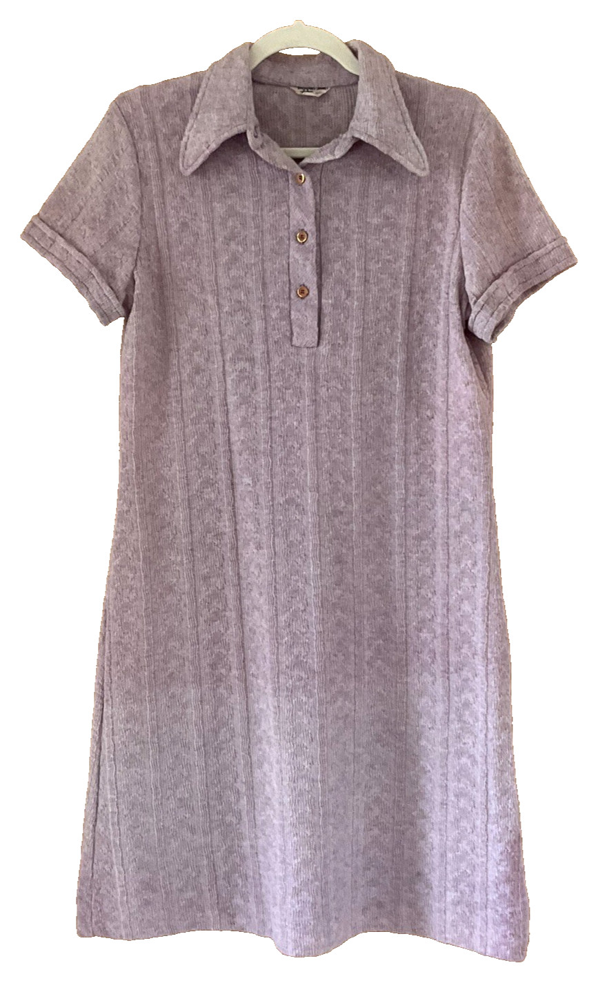 Vintage Light Purple Jersey Knit Below Knee Dress Size 13-14 Great Condition