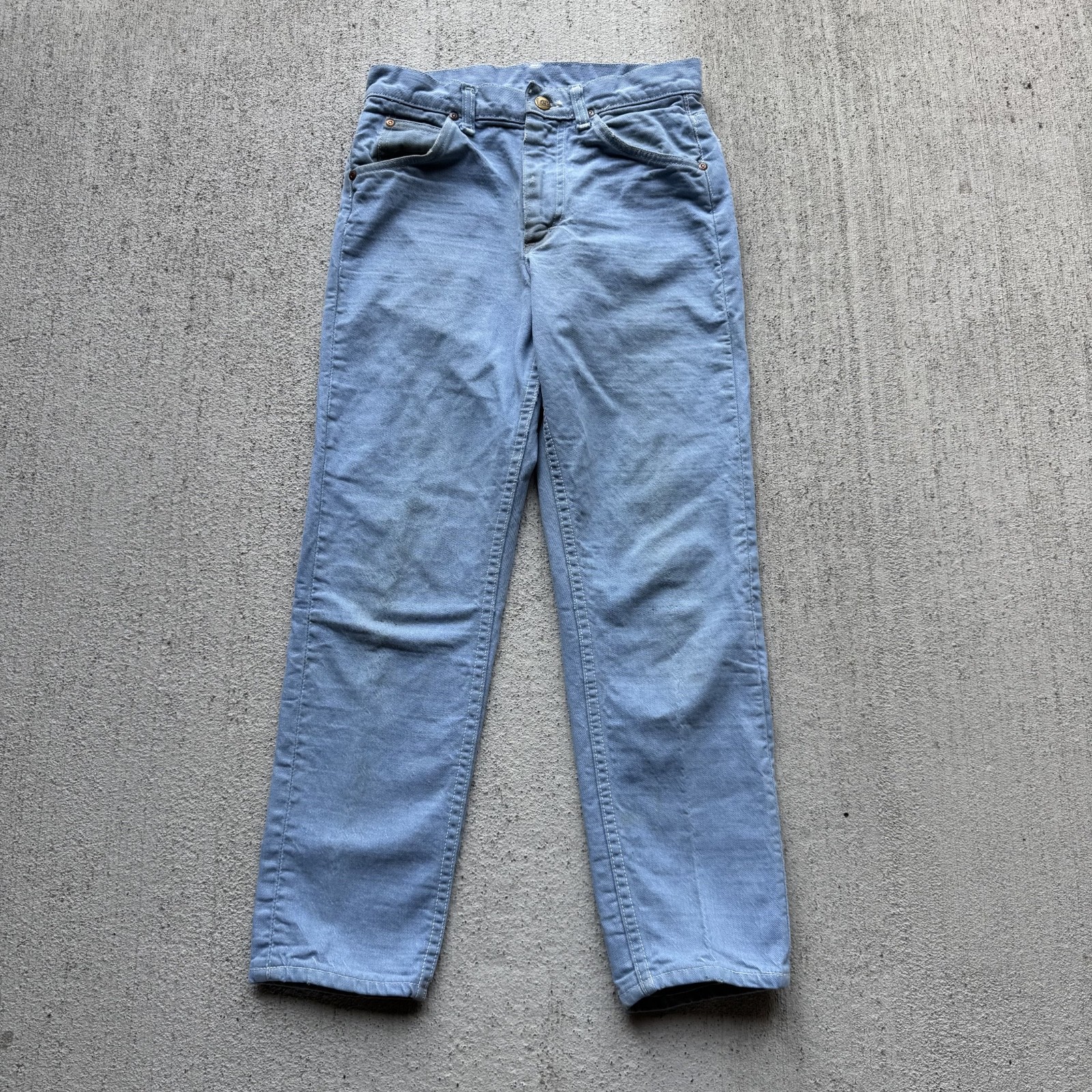 1960s Baby Blue Lee Leens Cotton Jeans 27×25