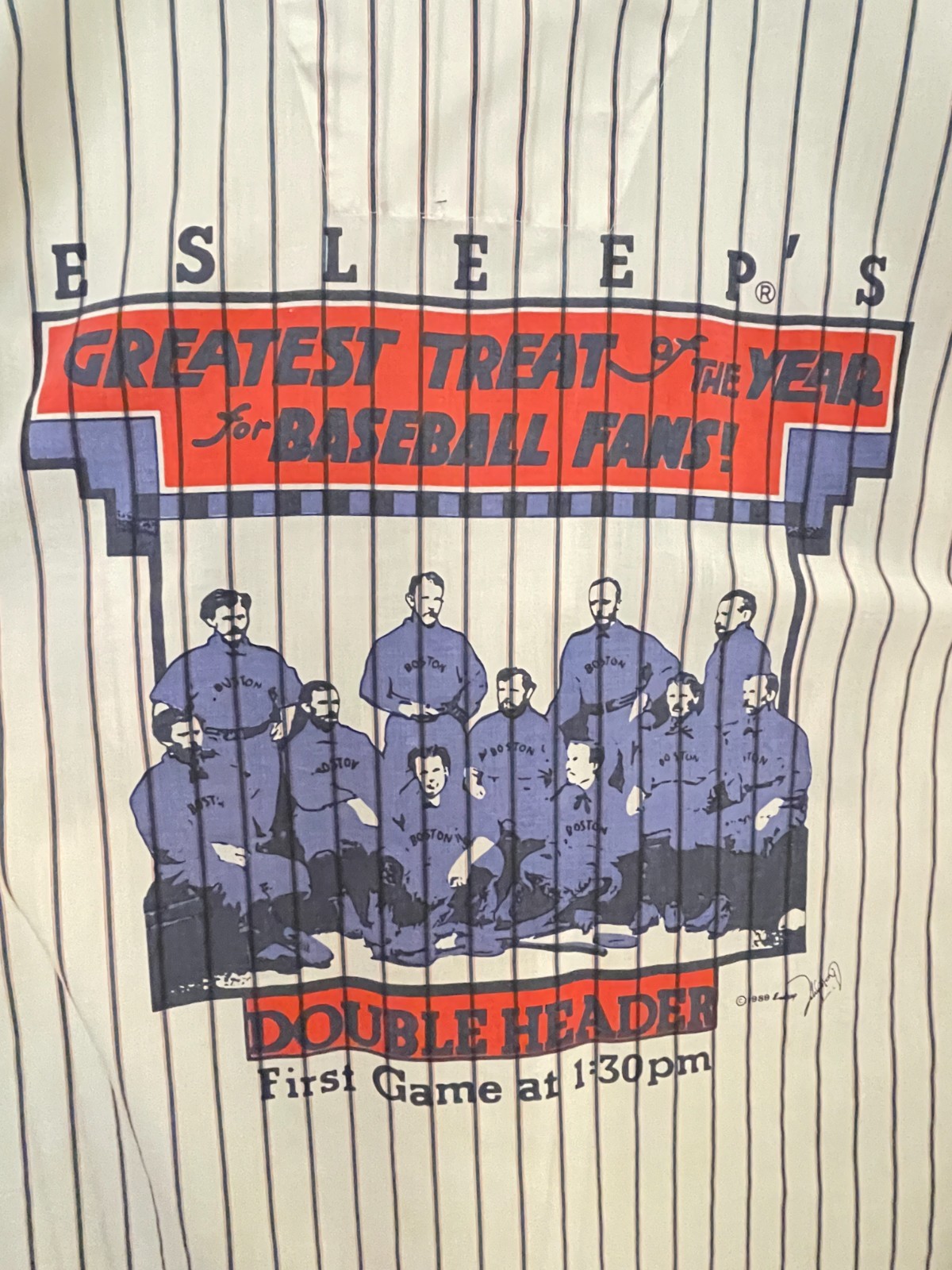 Esleep Vintage Baseball Double Header Night Gown One Size Short Sleeves