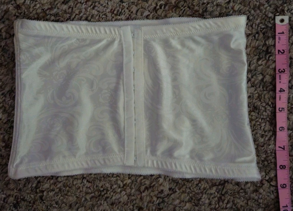 Vintage 90s Cupid 5067 Extra Firm Control Waist Cincher Girdle Damask White Larg