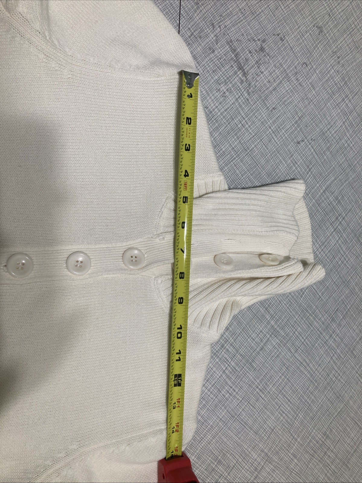 Vtg 90s Y2K August Silk Sailor Collar Sweater Womens M Ivory White Cotton Knit