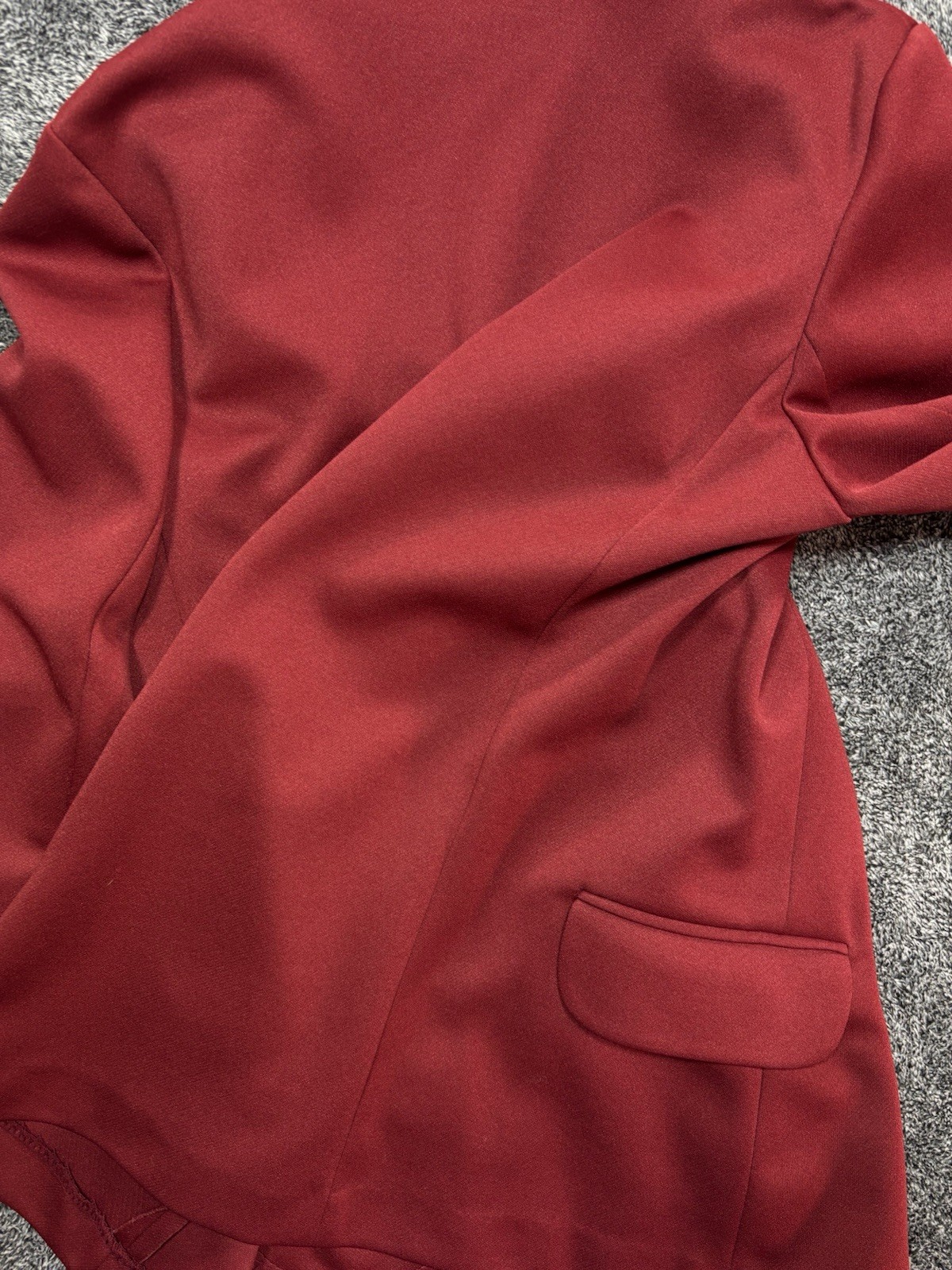 VTG 70s Sears Pants That Fit Suit Set Red Polyester Blazer Trousers Womens 16