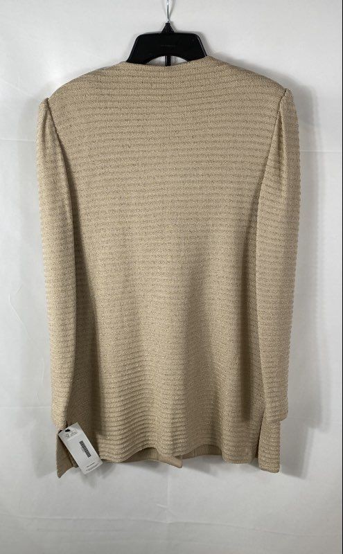 Vintage 90s St John Marie Gray Women’s Beige Gold Metallic Knit Jacket Sz 10