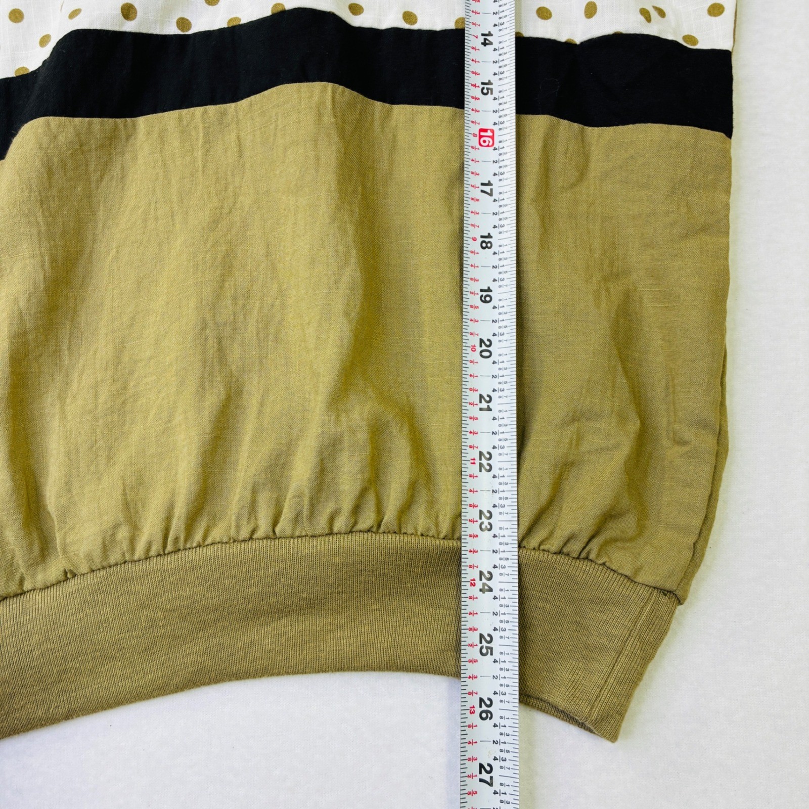 Vintage The Season Ticket Polka Dot Colorblock Henley Top Mustard Yellow Size M
