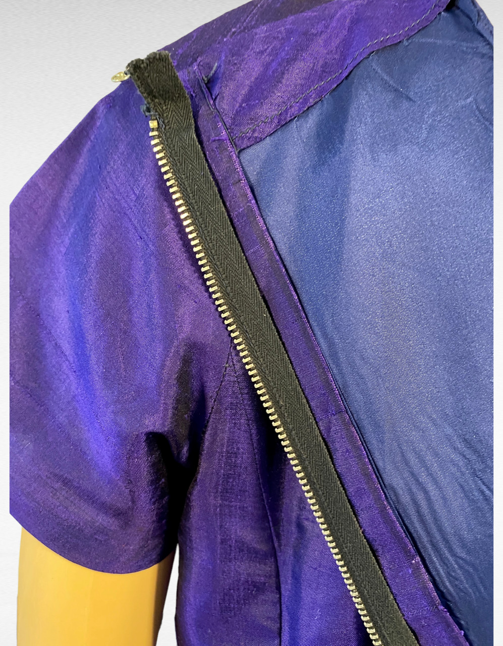 1960s Bangkok Couture Raw Silk Dress Purple Amethyst A-Line Handmade Size M