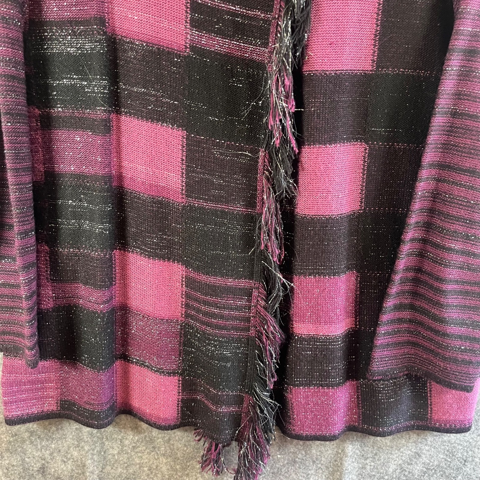 Ruby Rd. Womans Cardigan Jacket Open Frade Sz 1X Black Purple Pink
