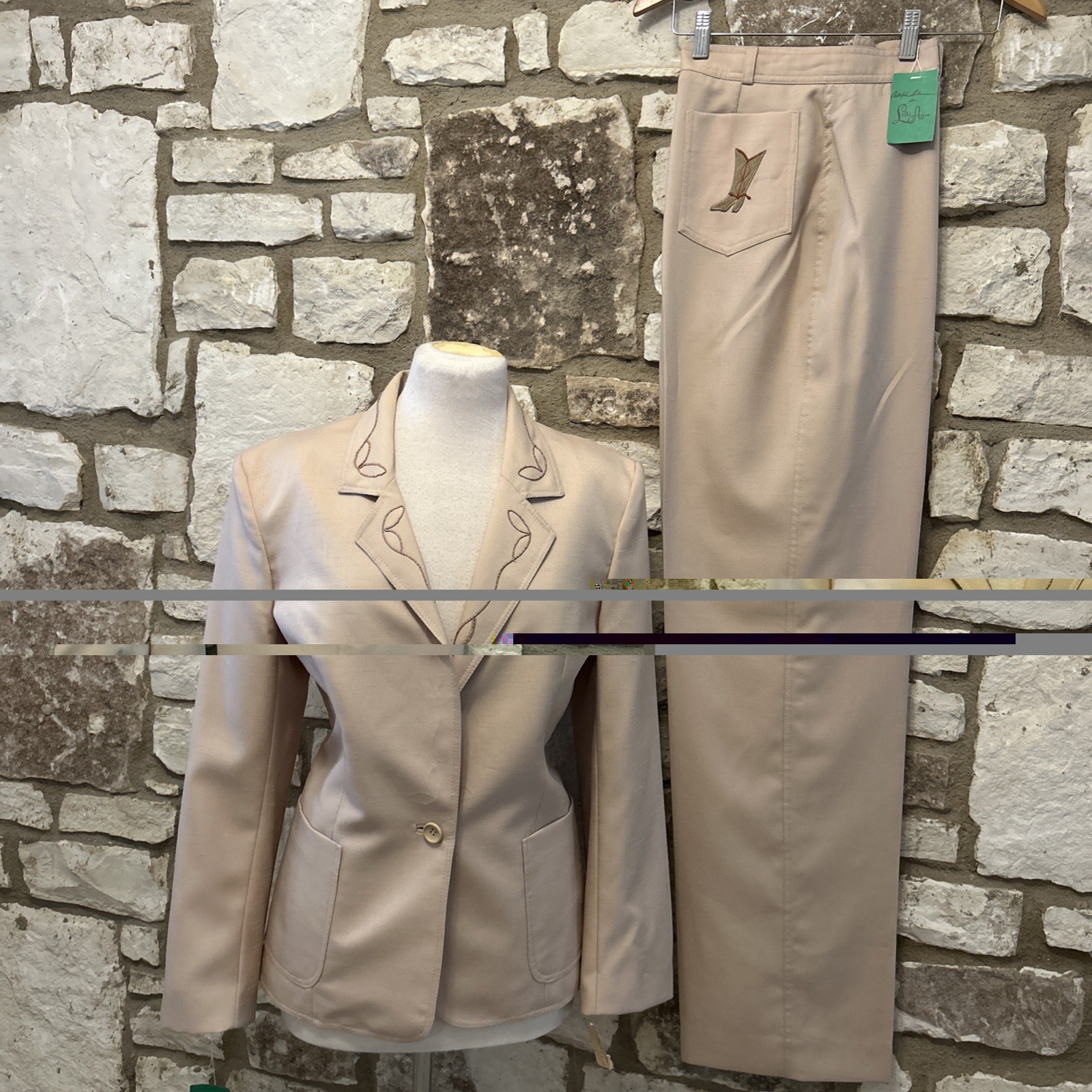 Vintage Adolph Schuman for Lilli Ann Sz 14 Pant Suit Western Embroidered NWT