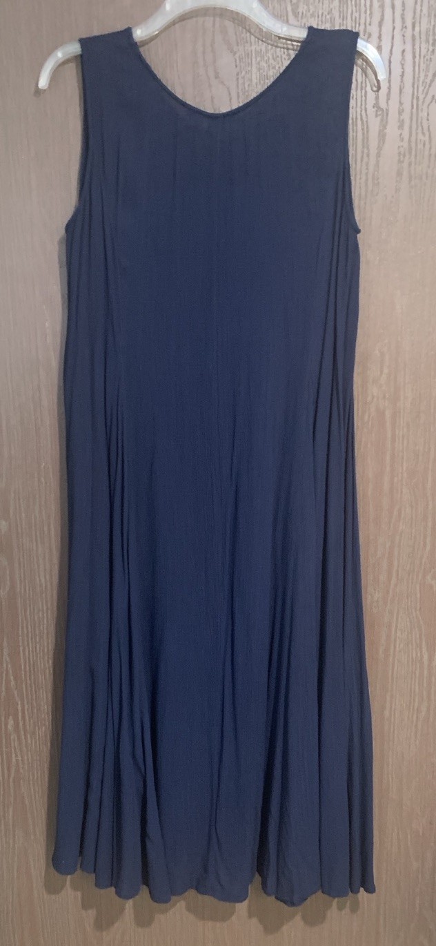 VTG Newport News Maxi Dress Womens 3X Blue Sleeveless Beachy Coastal Vacation