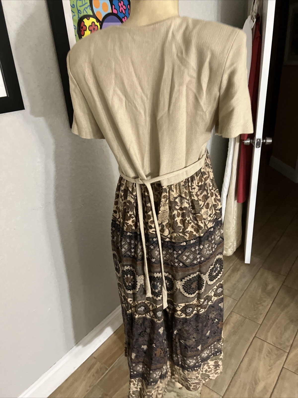 Vintage 80’s Stuart Alan Floral Dress Boho Tieback Sz 8 y9