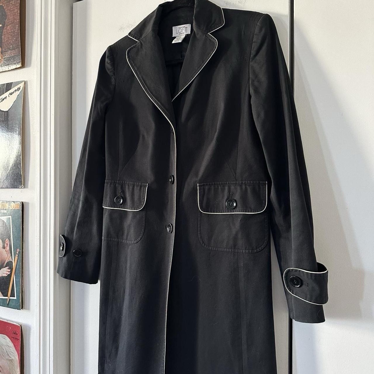 Vintage 90s Black and White Contrast Light Mod Cotton Jacket Ann Taylor Loft S M