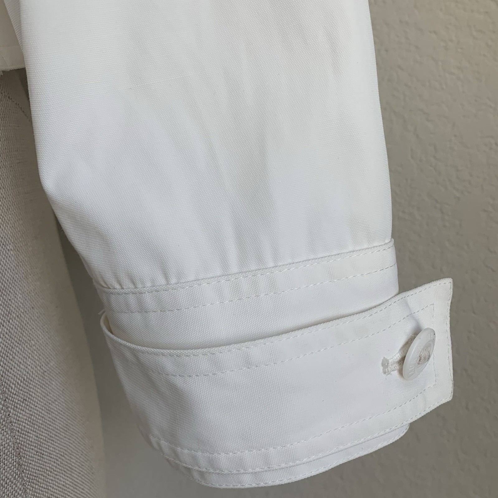 VTG Lauren Ralph Lauren Fireman Jacket M White Nylon Insulated Lobster Clasp Y2K
