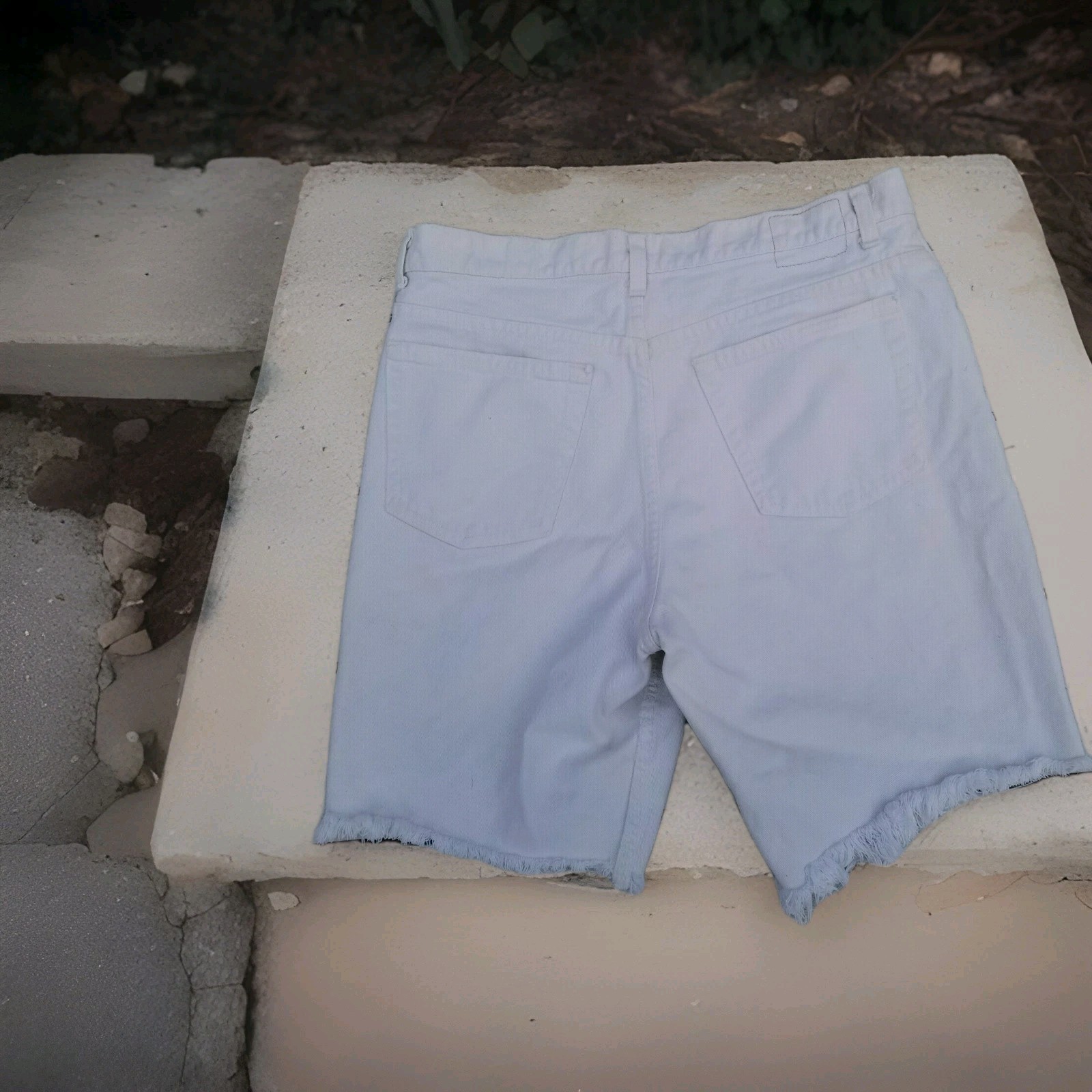 VTG Brittania Jean Shorts 35″ Waist White Cutoffs Boho Indie Edgy Trashed *READ*