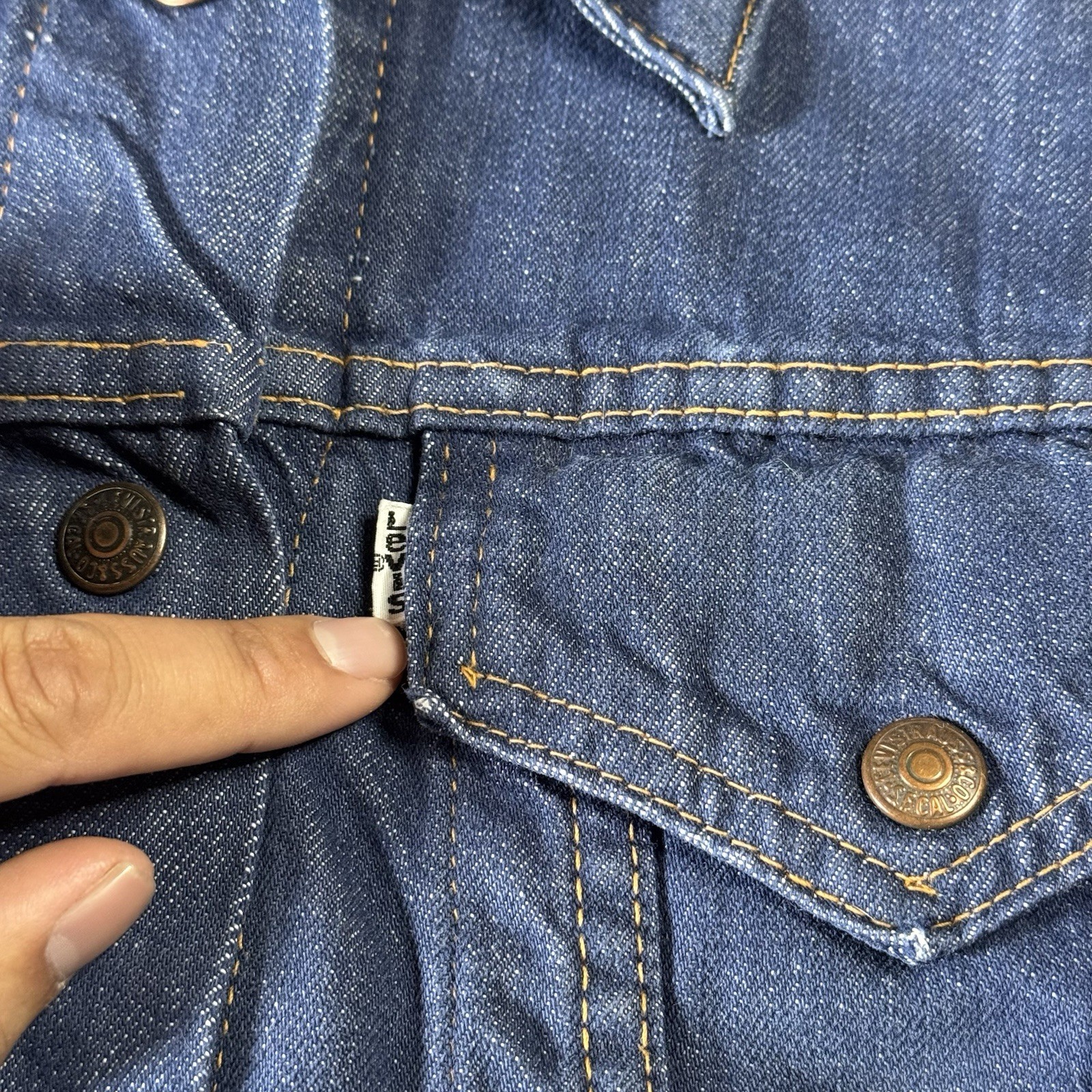 VTG 70s Levi’s for Gals Denim Jacket White Tab Two Pocket Size L Western Trim