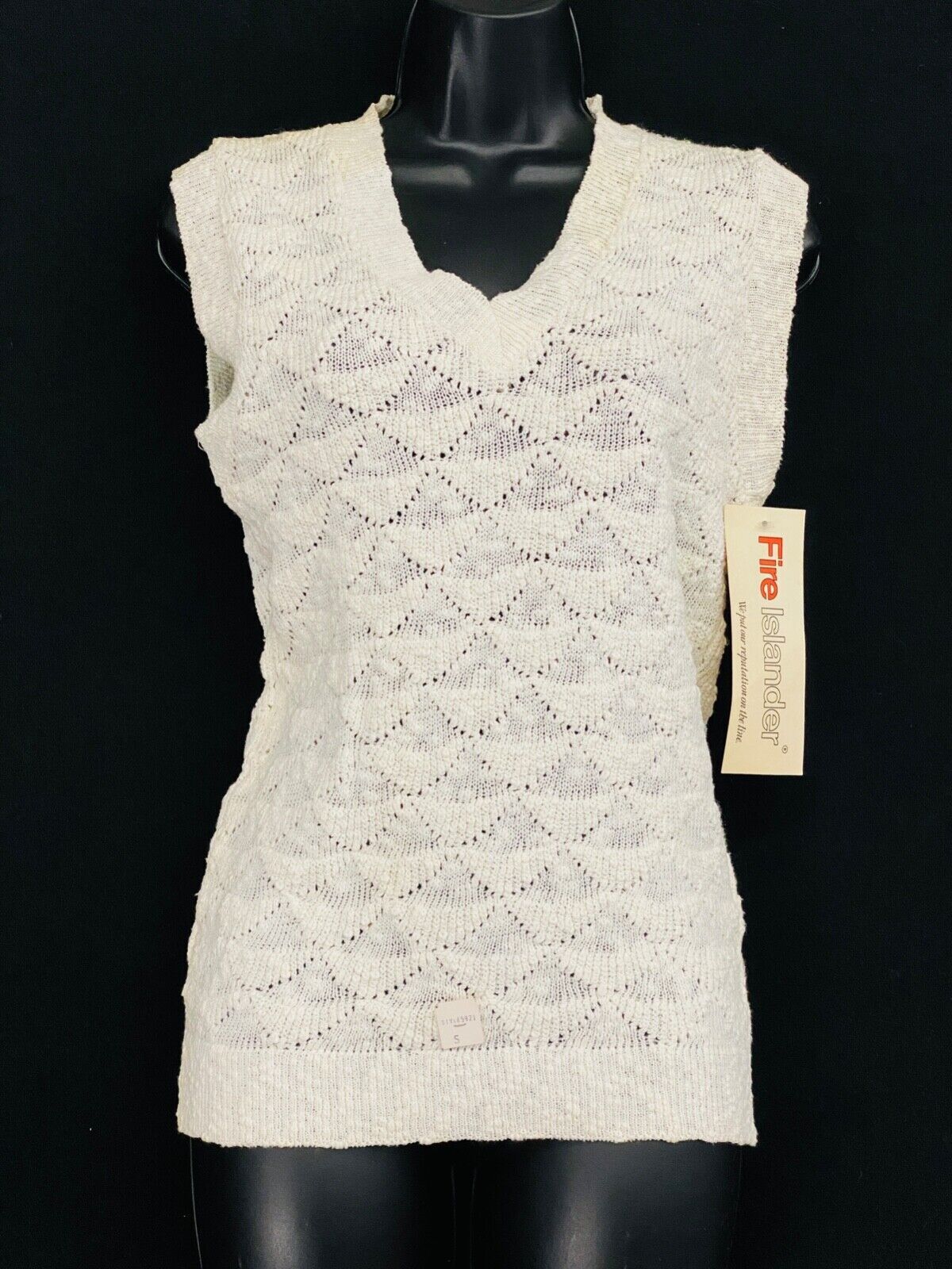 Vintage white sweater lot, ivory lightweight vest top shirt deadstock 1970 1980