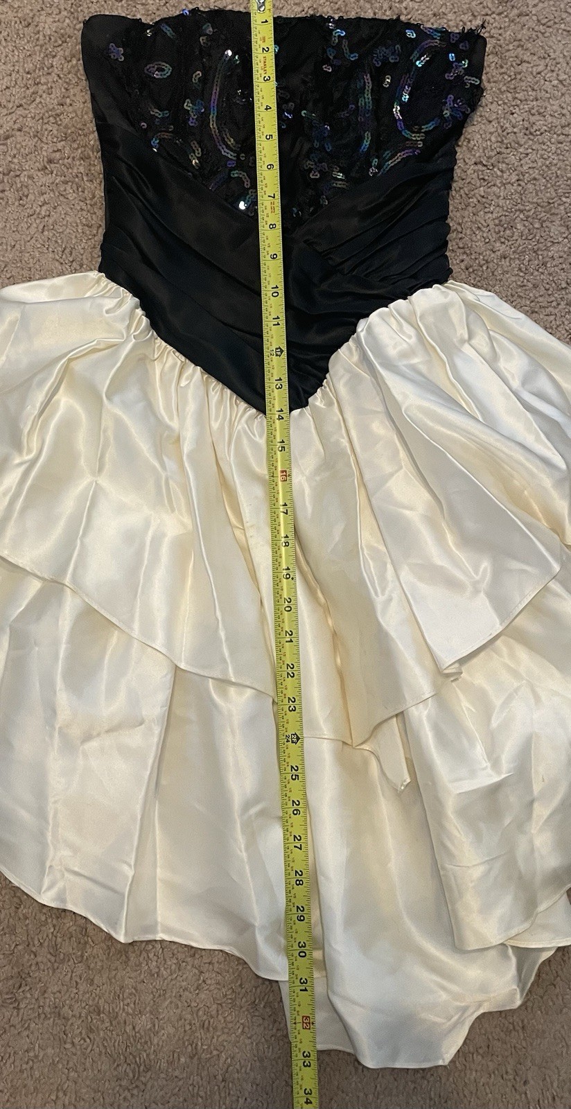 Vintage 1990’s Zum Zum Black and Ivory Prom Dress Size S