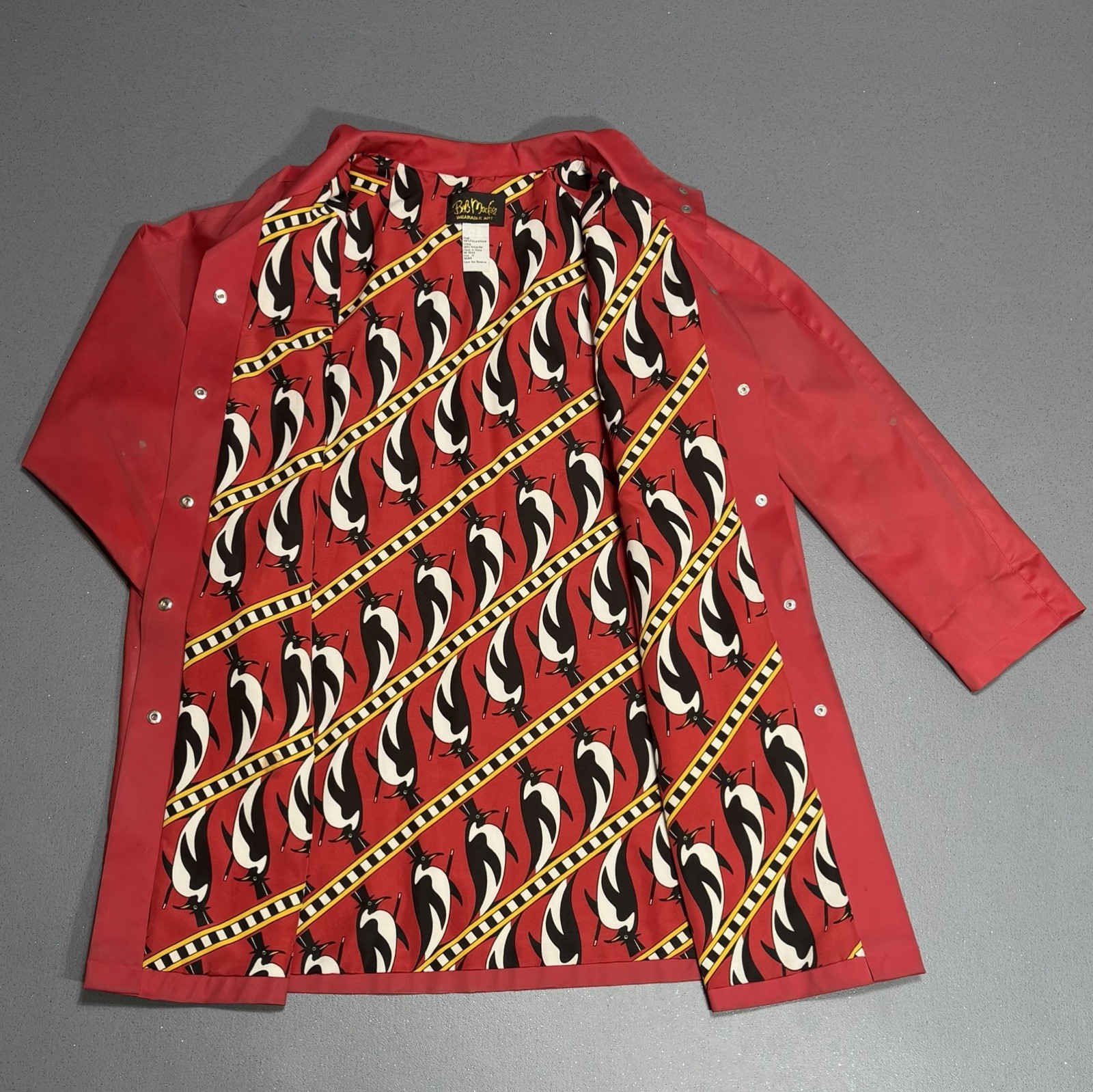 Bob Mackie Wearable Art Vintage 90’s Raincoat Red Penguins Women’s Size 1X