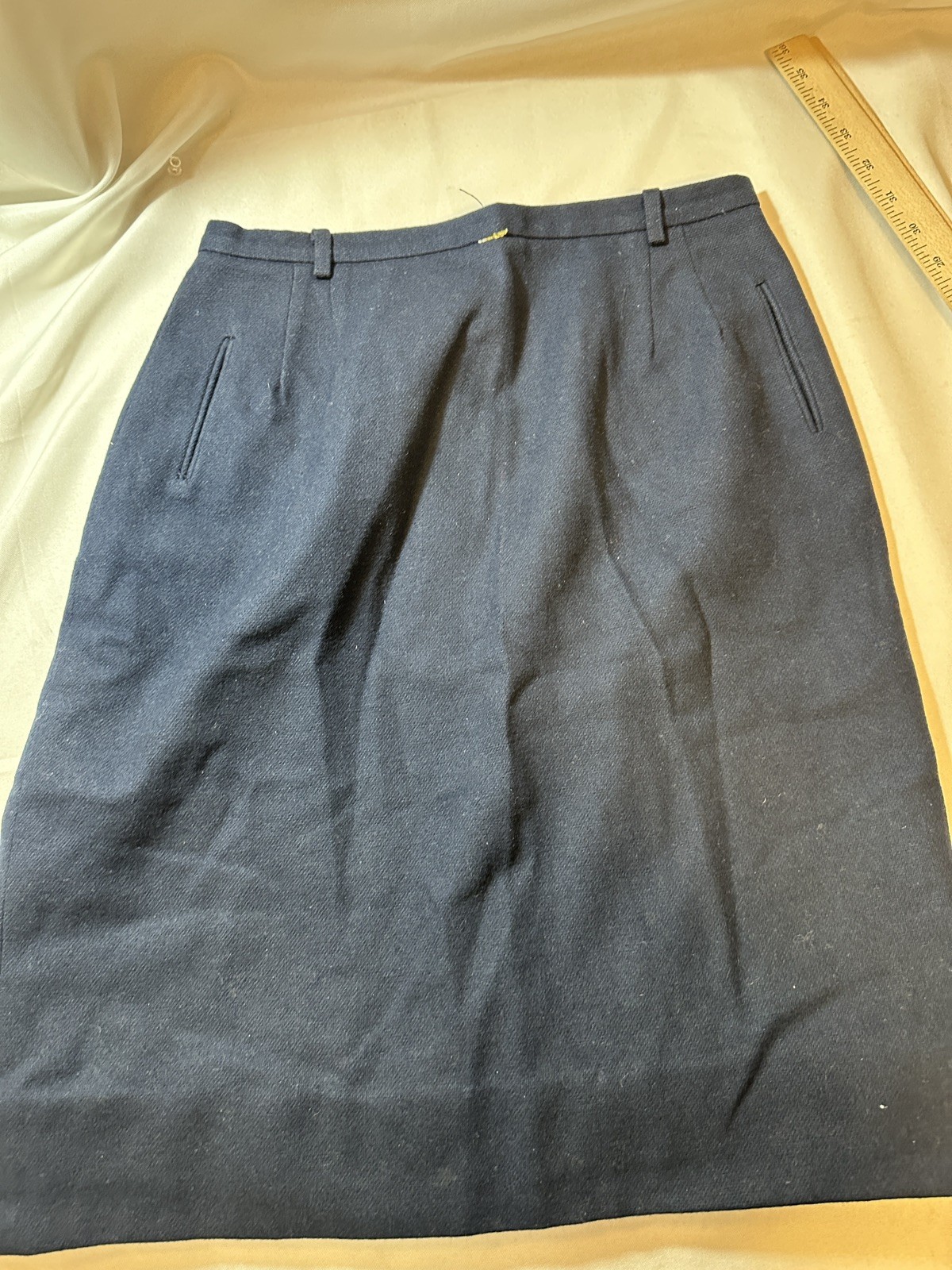 Vtg 70s Brentshire Skirt Dark Blue Straight Back Zipper Montgomery Ward Classic