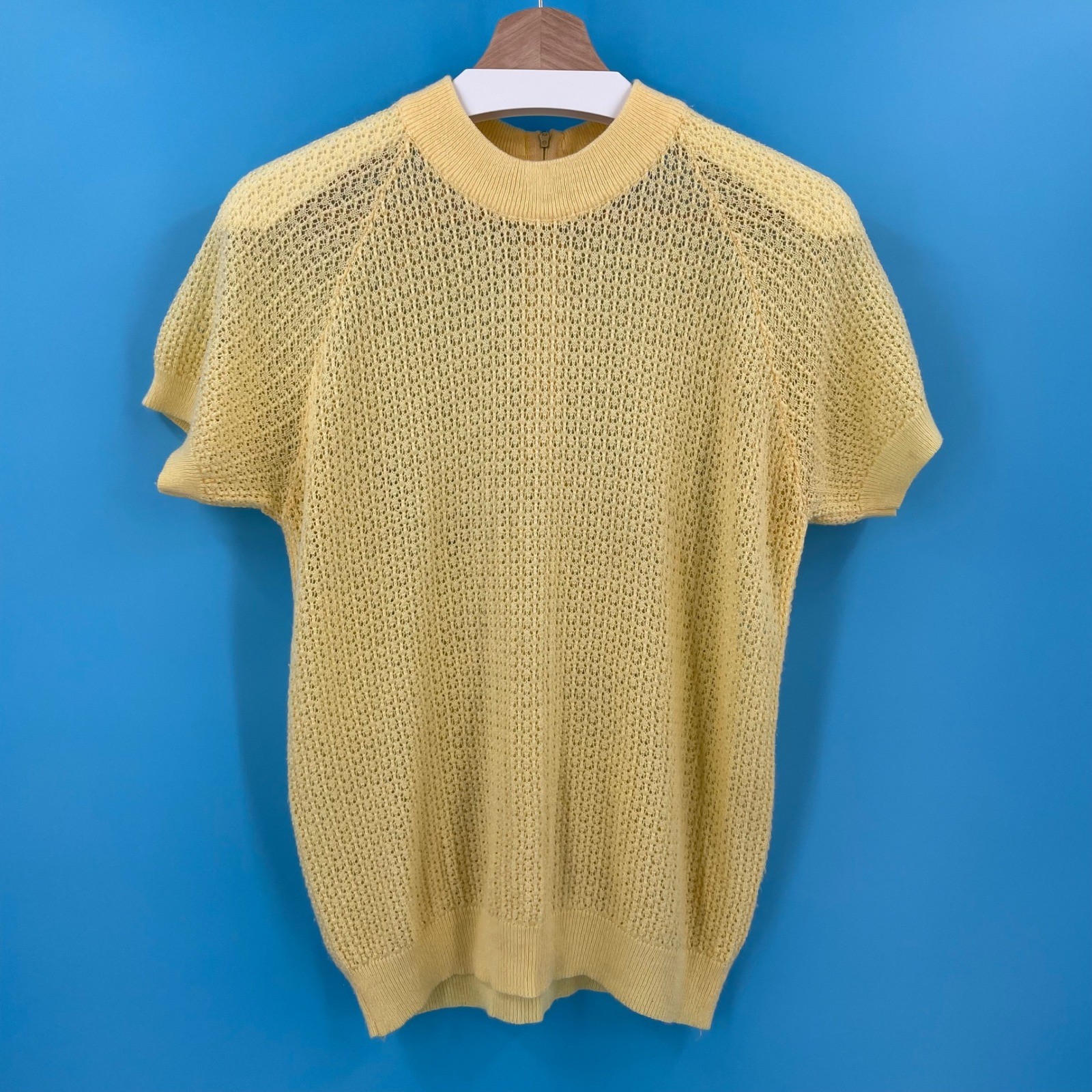 Designers Originals Made in USA Vintage Open Knit Puff Short Sleeve Sweater M
