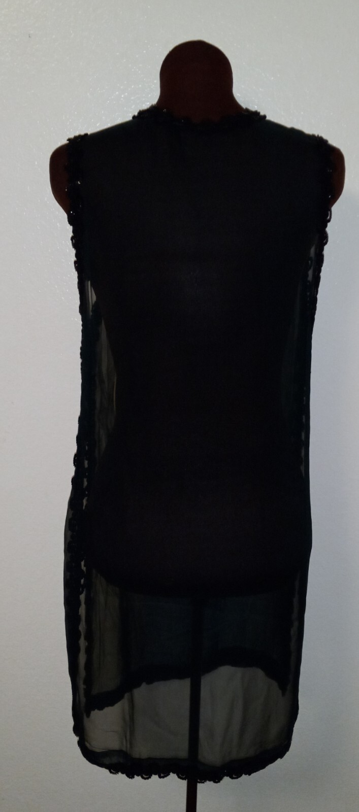 Formal 1960s Dress Bespoke 2 Piece Black Dress With Sheer Overlay Small