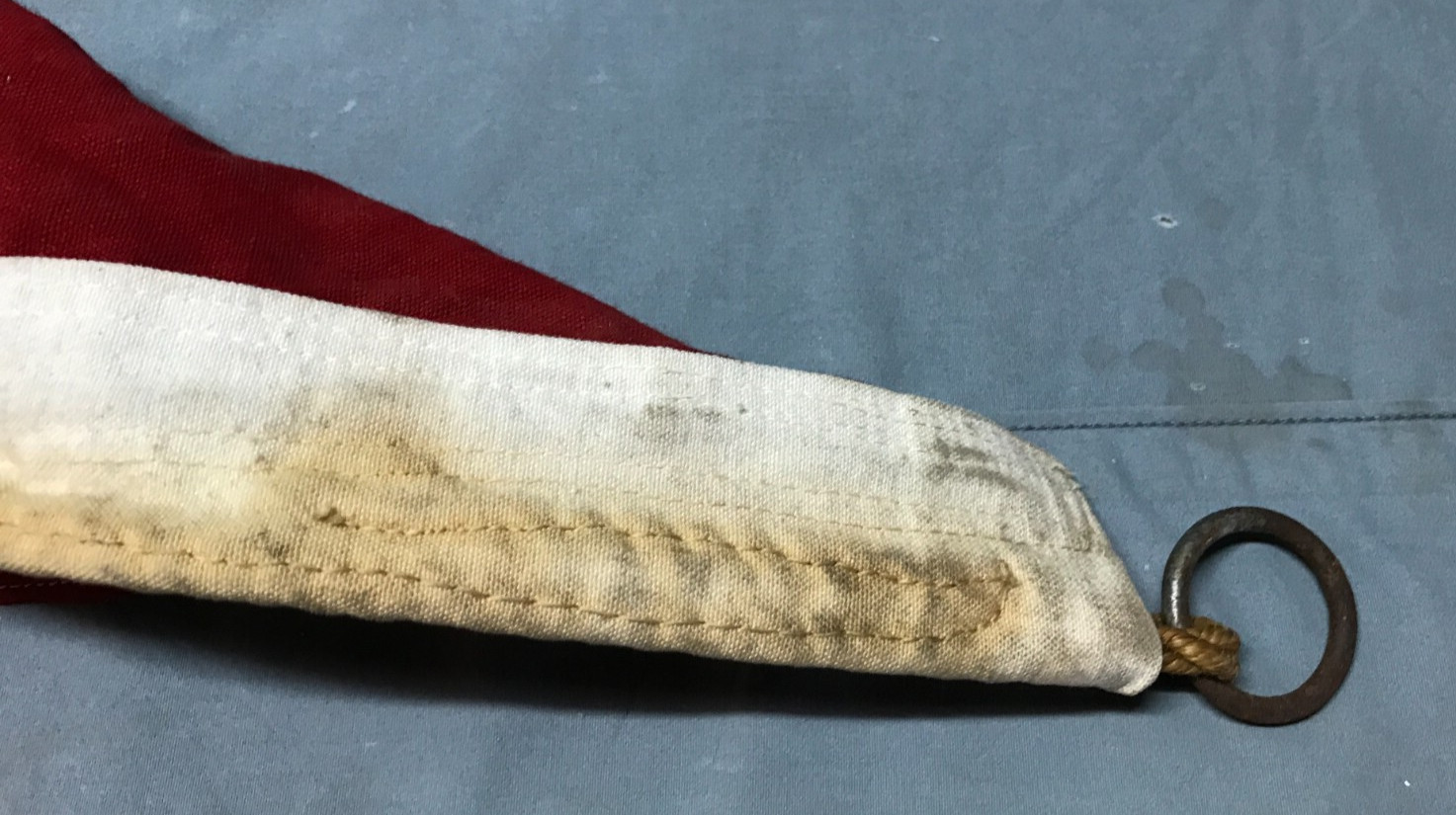 Vintage 90″ 1930s Red White & Blue Nautical Sailboat Old Flag 698-25B