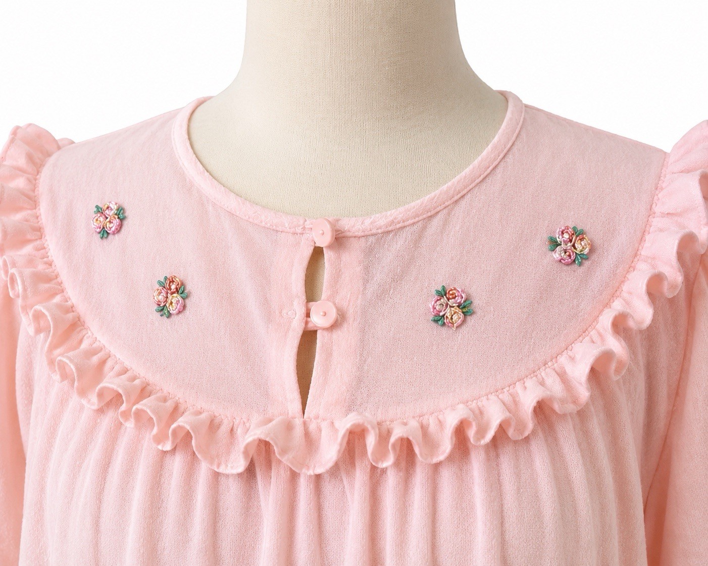 Vintage 1970s Haband For Her Granny Gown Pink Brushed Knit M Lightweight