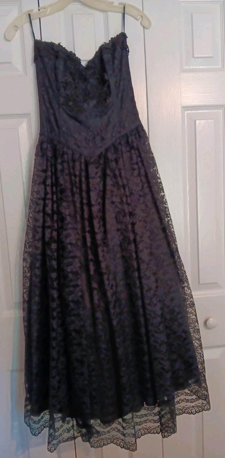 Vtg Scott McClintock Black Lace Dress Gown Sleeveless Size 8 Tulle Lining Gothic