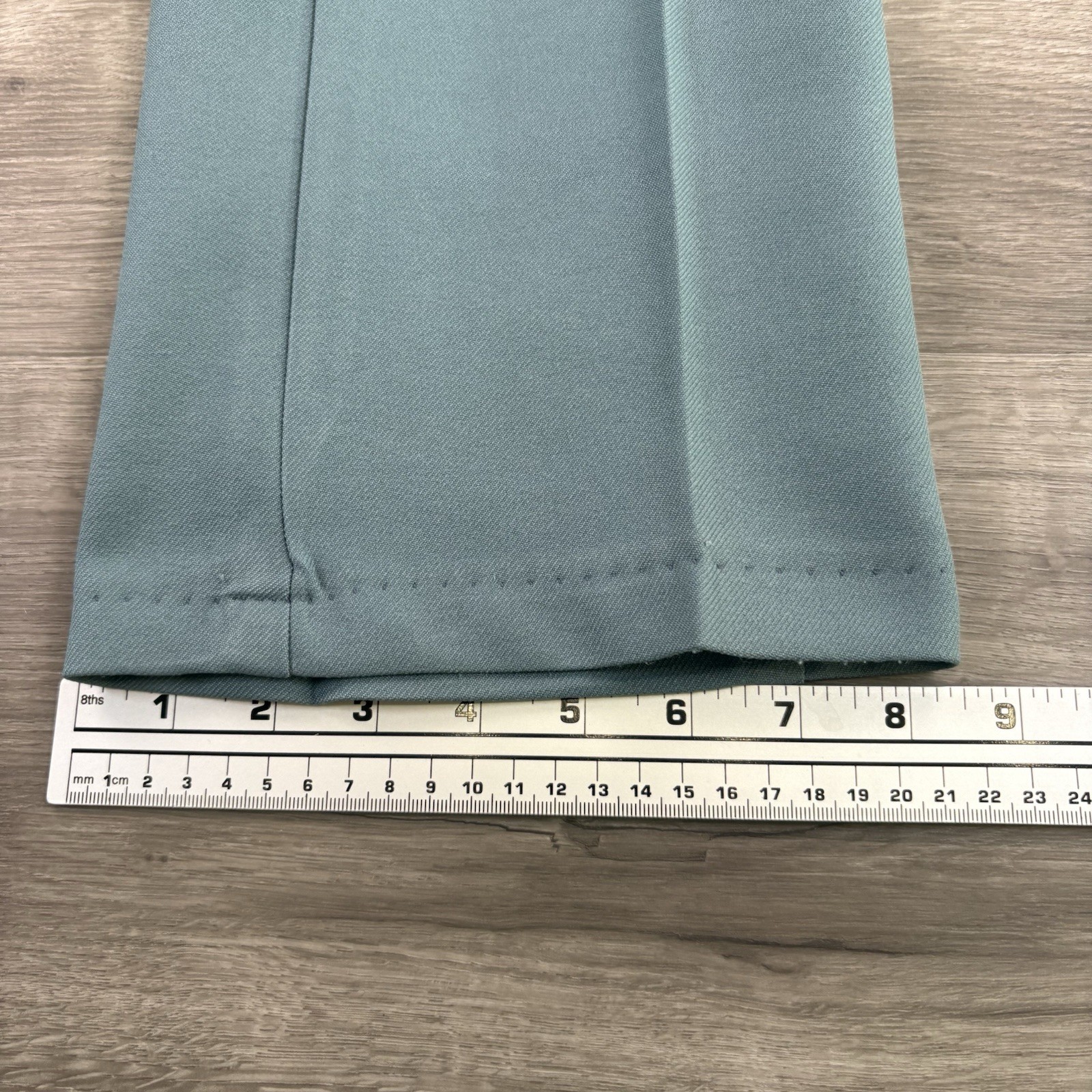Vintage 70s Happy Legs Wide Leg Pants Belted High Waist Seafoam Green 25×33.5