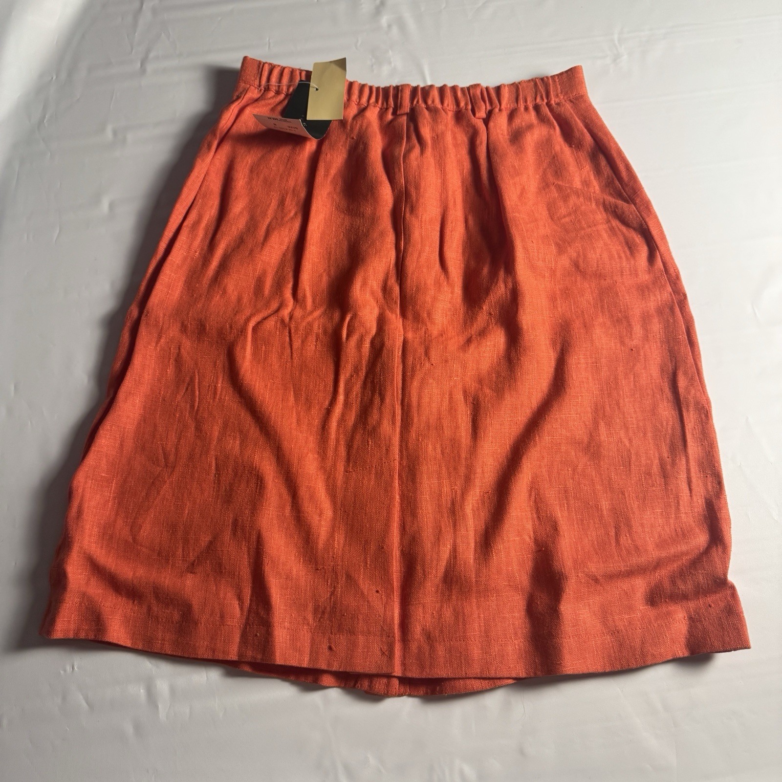 NWT Vintage Harve Benard Linen Skirt 8 Orange Button Front A-Line Ukraine