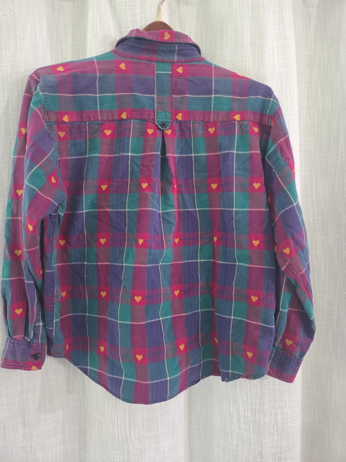 Vintage Paris Sport Club Button Down Heart Flannel Shirt Size M 90’s