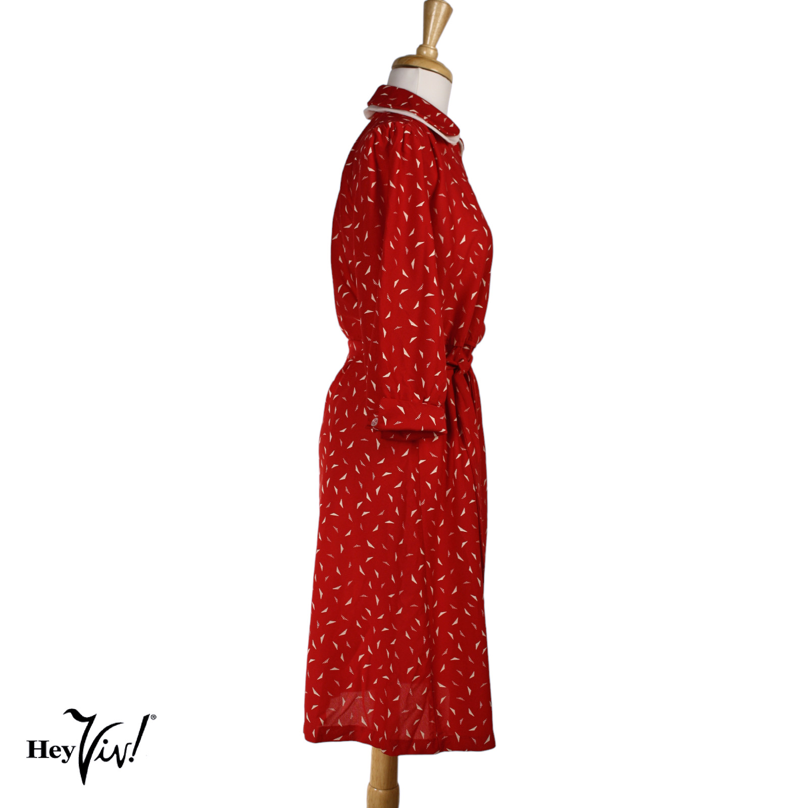 Vintage 70s Jen Jen Red & White Print Day Dress Peter Pan Collar Sz 10 – Hey Viv