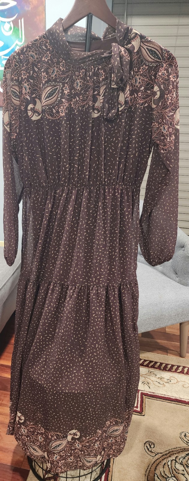 brown floral maxi dress