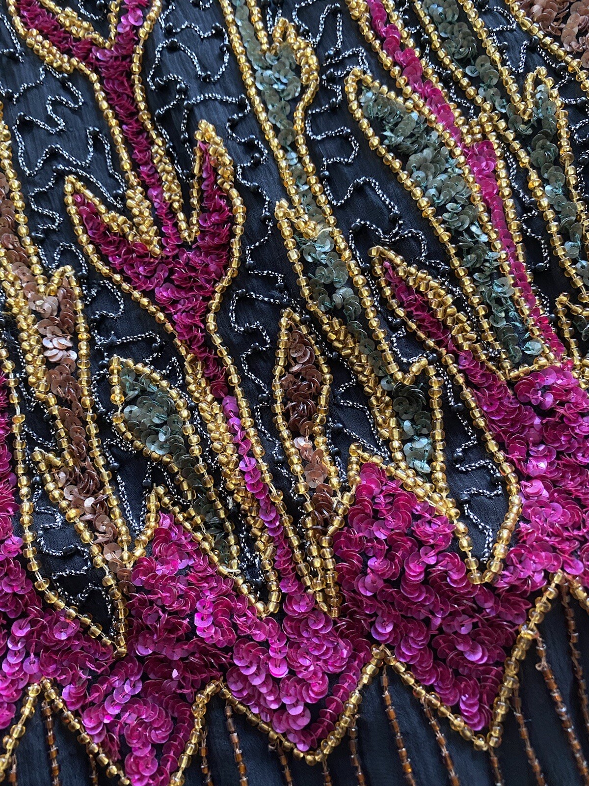 judith ann Black Gold Red Beading Vintage Jacket Blazer 1X 16-18