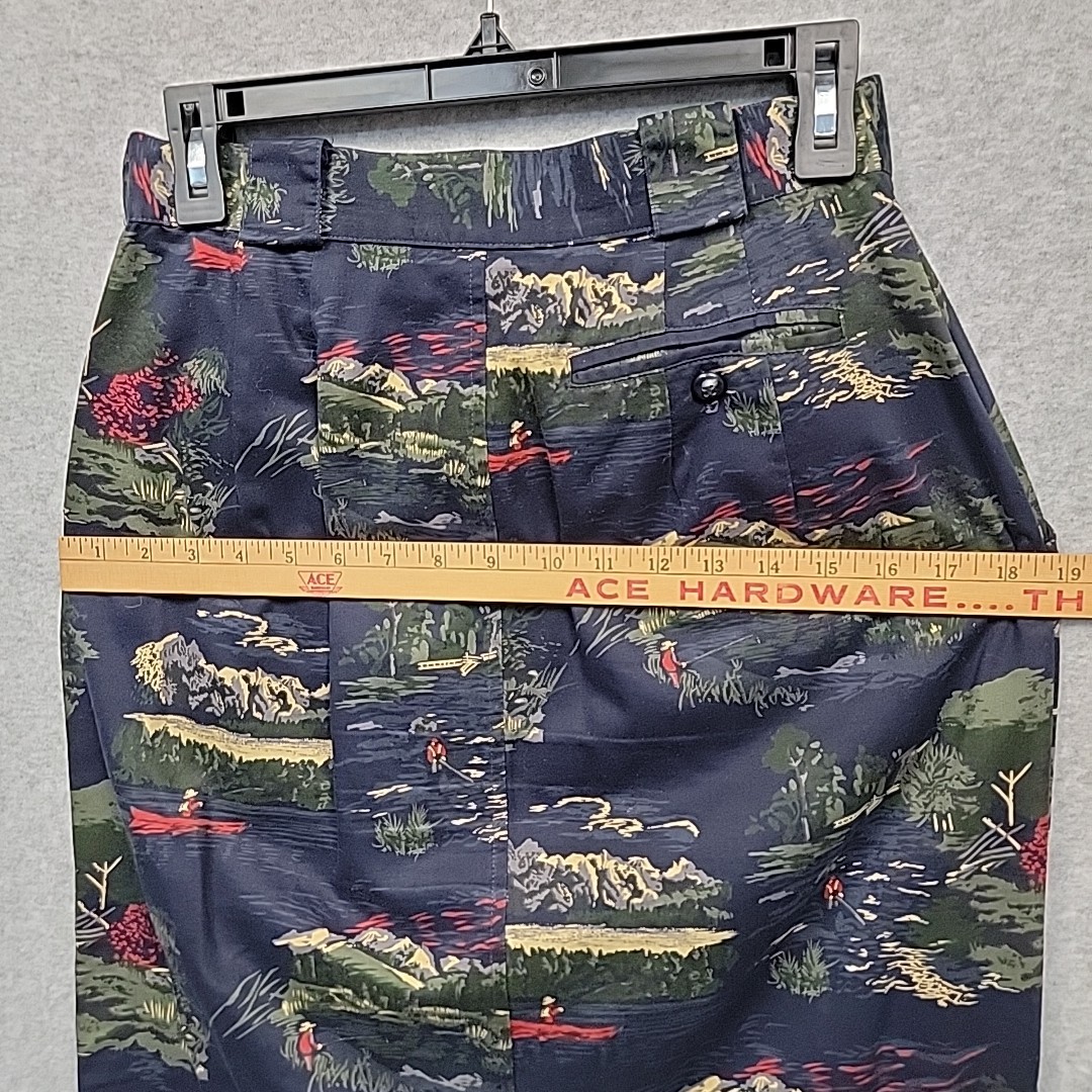 VTG 90s BUSHWACKER USA Maxi Skirt Navy Fishing Mountains Cottagecore Waist 24″