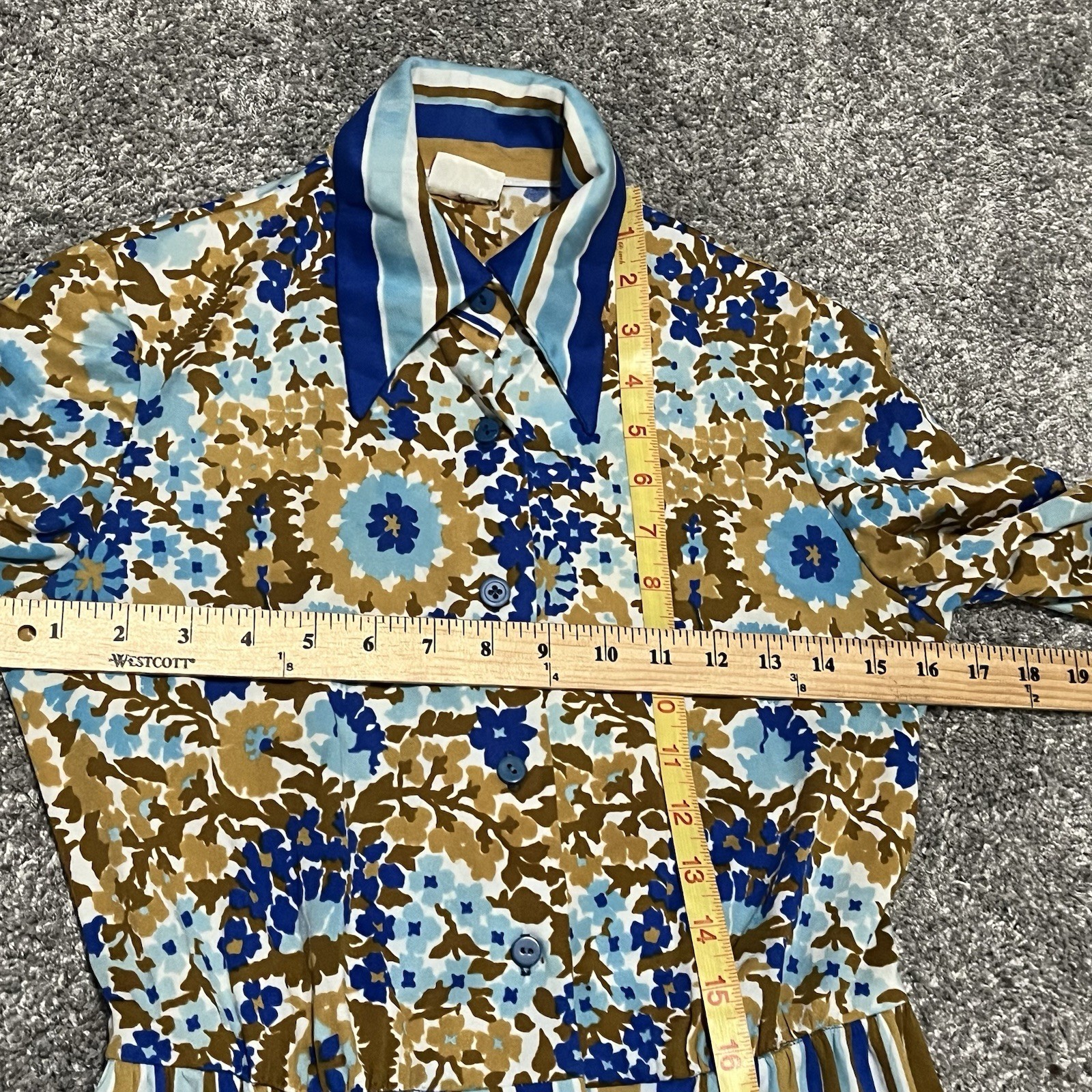 Vintage 1970s? VERA NEUMANN Dress Size Small/Med? Blue White Midi Polyester