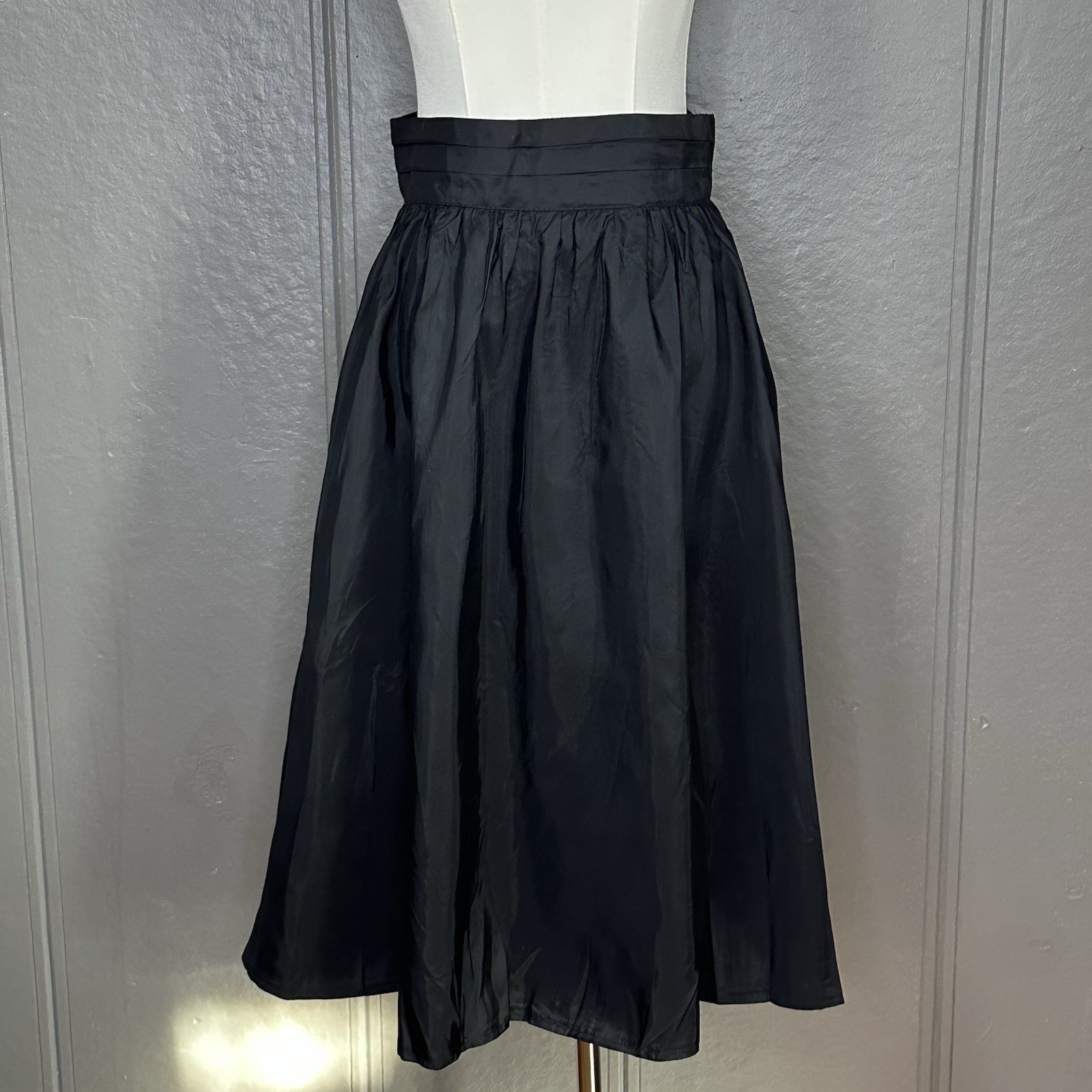 Vintage Jessica’s Gunnies Black Taffeta Midi Prairie Skirt