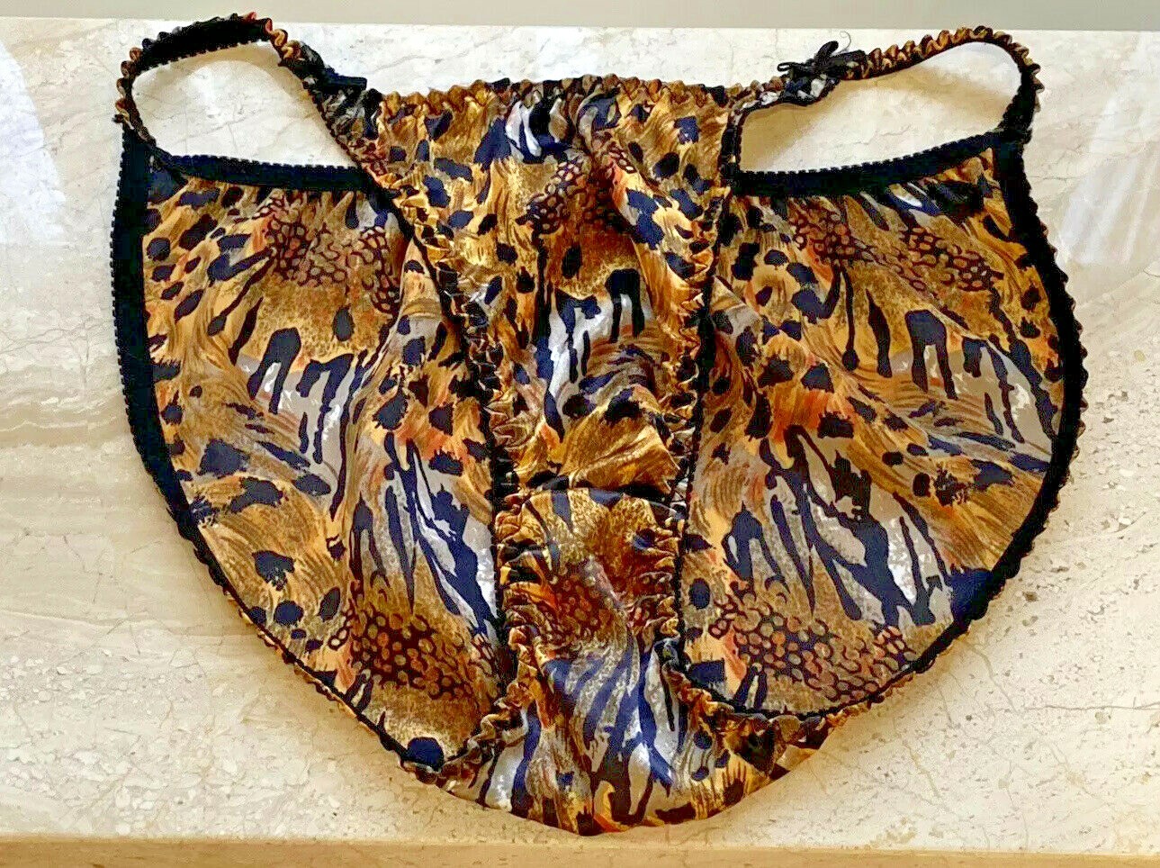 Vintage 1980s Pantie by Contempo Animal Size 7 High Cut Leg Polyester Hong Kong