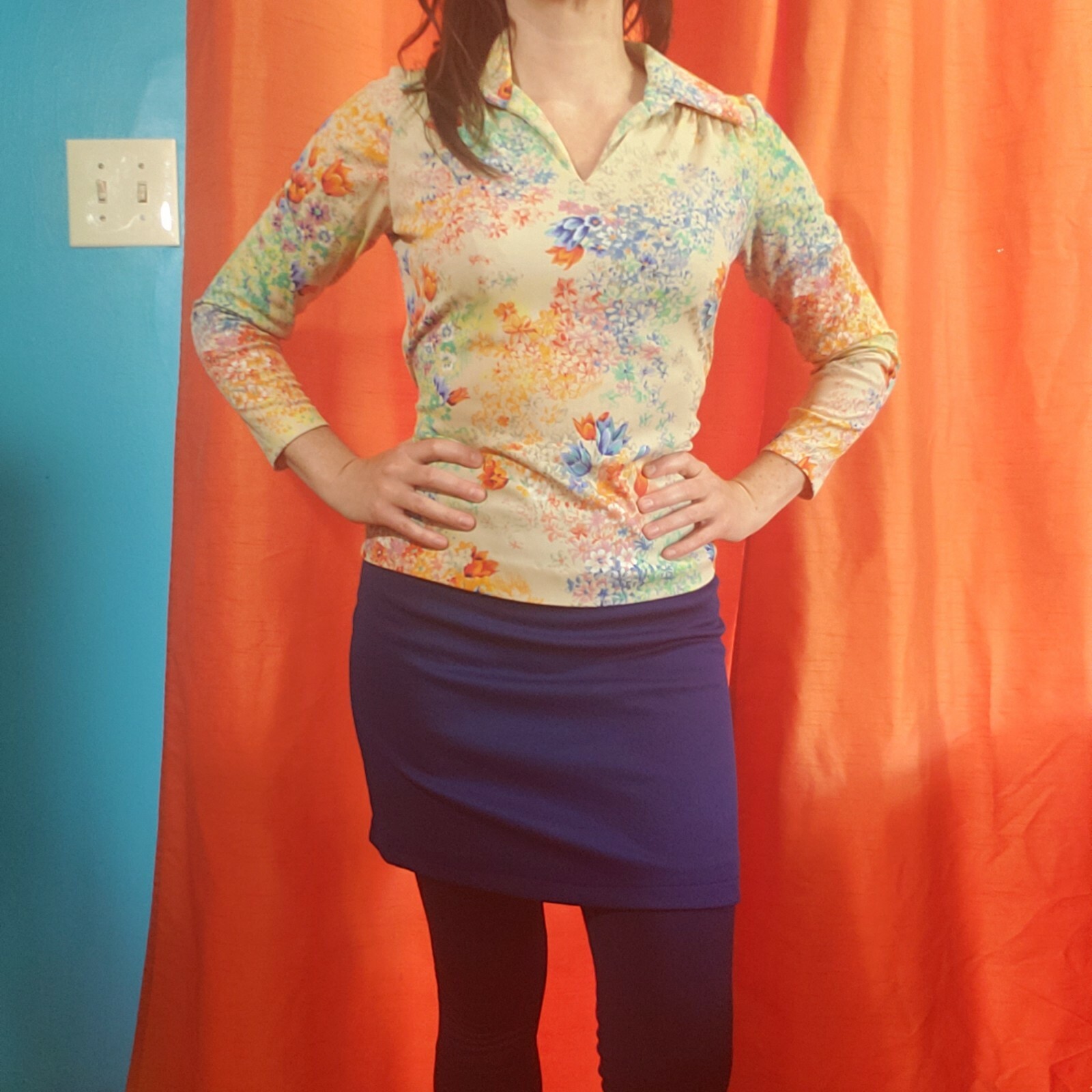 1970’s 1980’s women’s Mod. floral collared vintage top Size S (4) Newton Centre 