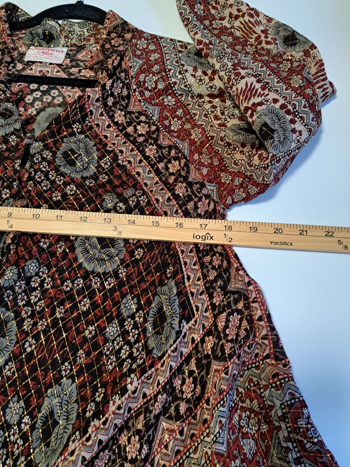Sultana By Adini Dress Vintage Maxi Beautiful Rare India Cotton Gauze Lurex