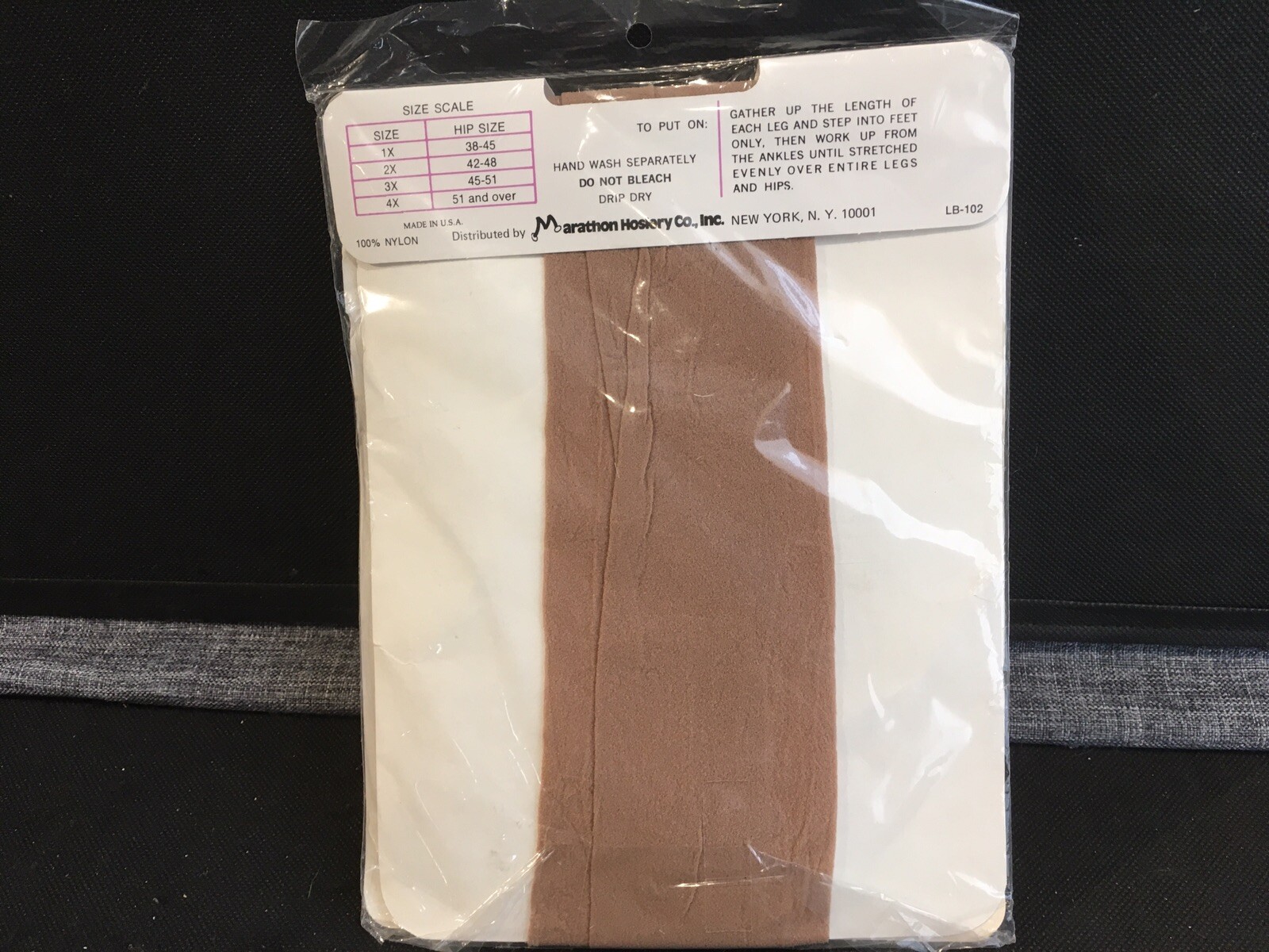 1970’s Marathon Trubo 7 Panty Hose Nylons 1X 38-45″ Hip Beige Extra-Size Width