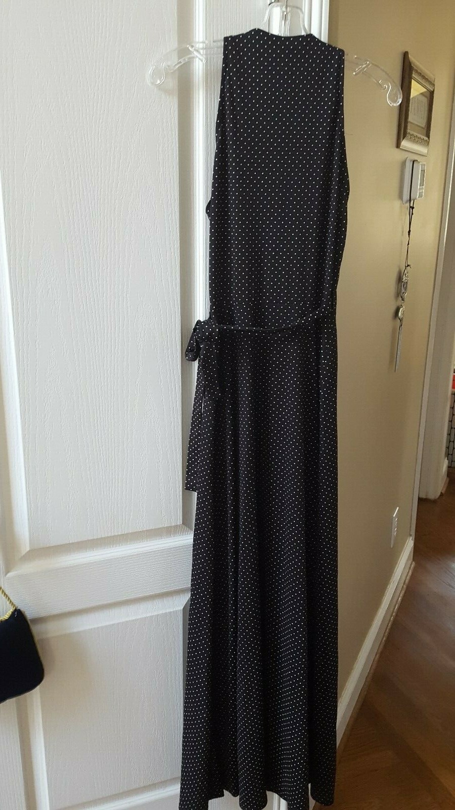 Vtg Terri Juniors California Simply Elegant Black Polka dot Wrap Around Dress