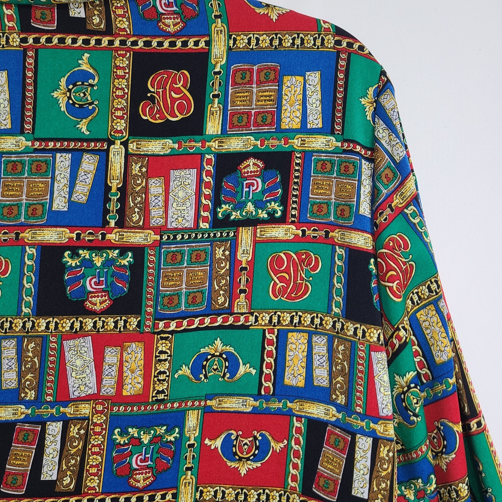 *Unique Vintage Pendleton Cottage Book Library Teacher Blouse Sz10 Lg Novelty