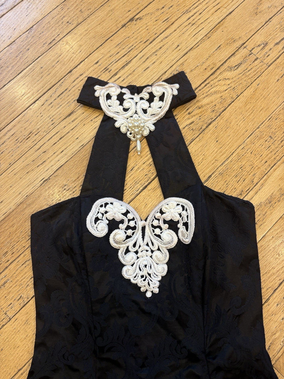 Authentic Vintage Jessica McClintock for Gunne Sax Black Jacquard Dress