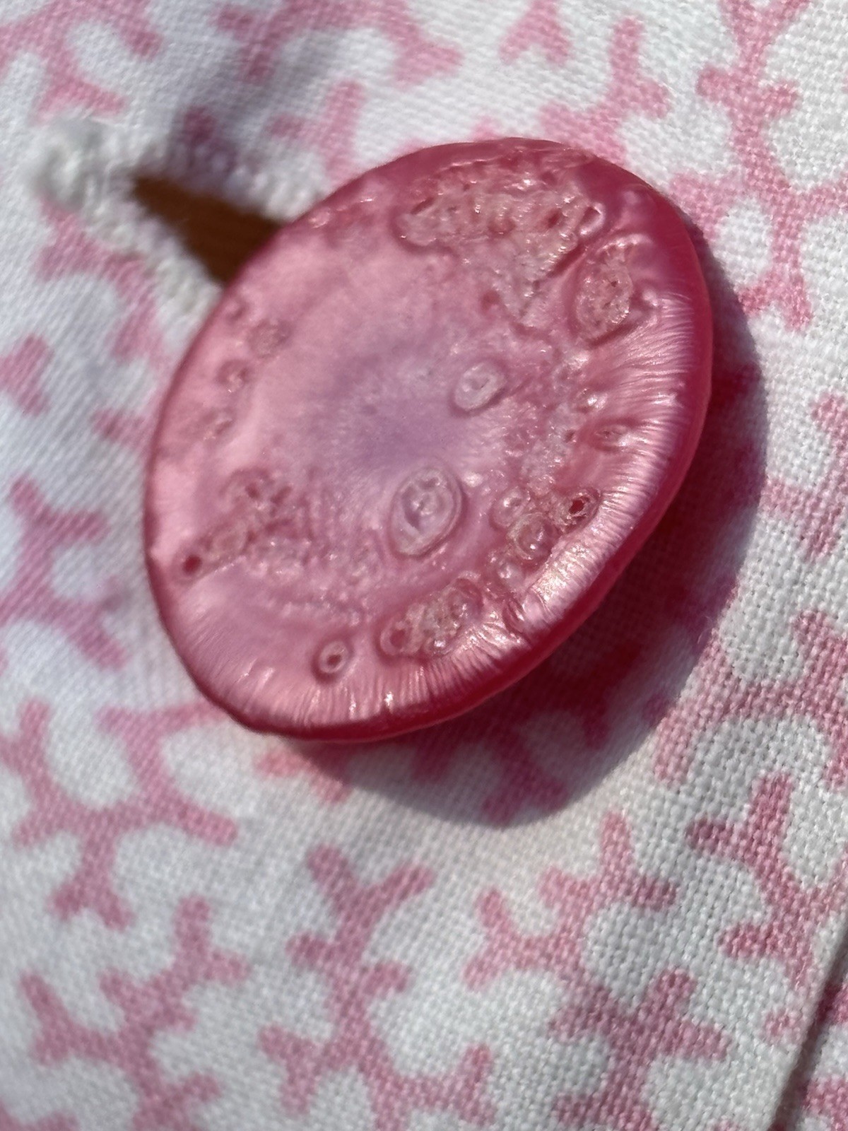 VTG 1950s House Dress Wife Pink COTTON Button Pocket Lace XL 42x42x48 43″Long