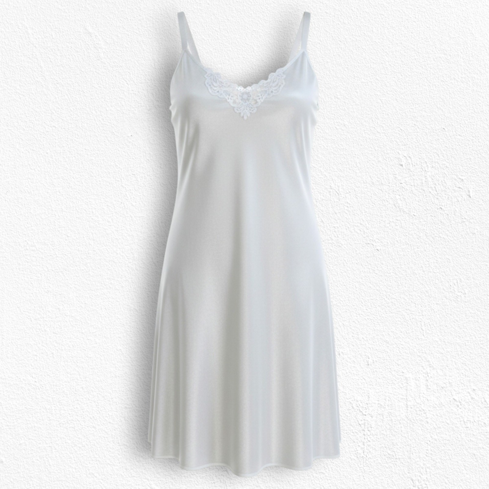 Vintage White Lace Trim Nylon Slip Dress Size Large 1970s 1980s Lingerie