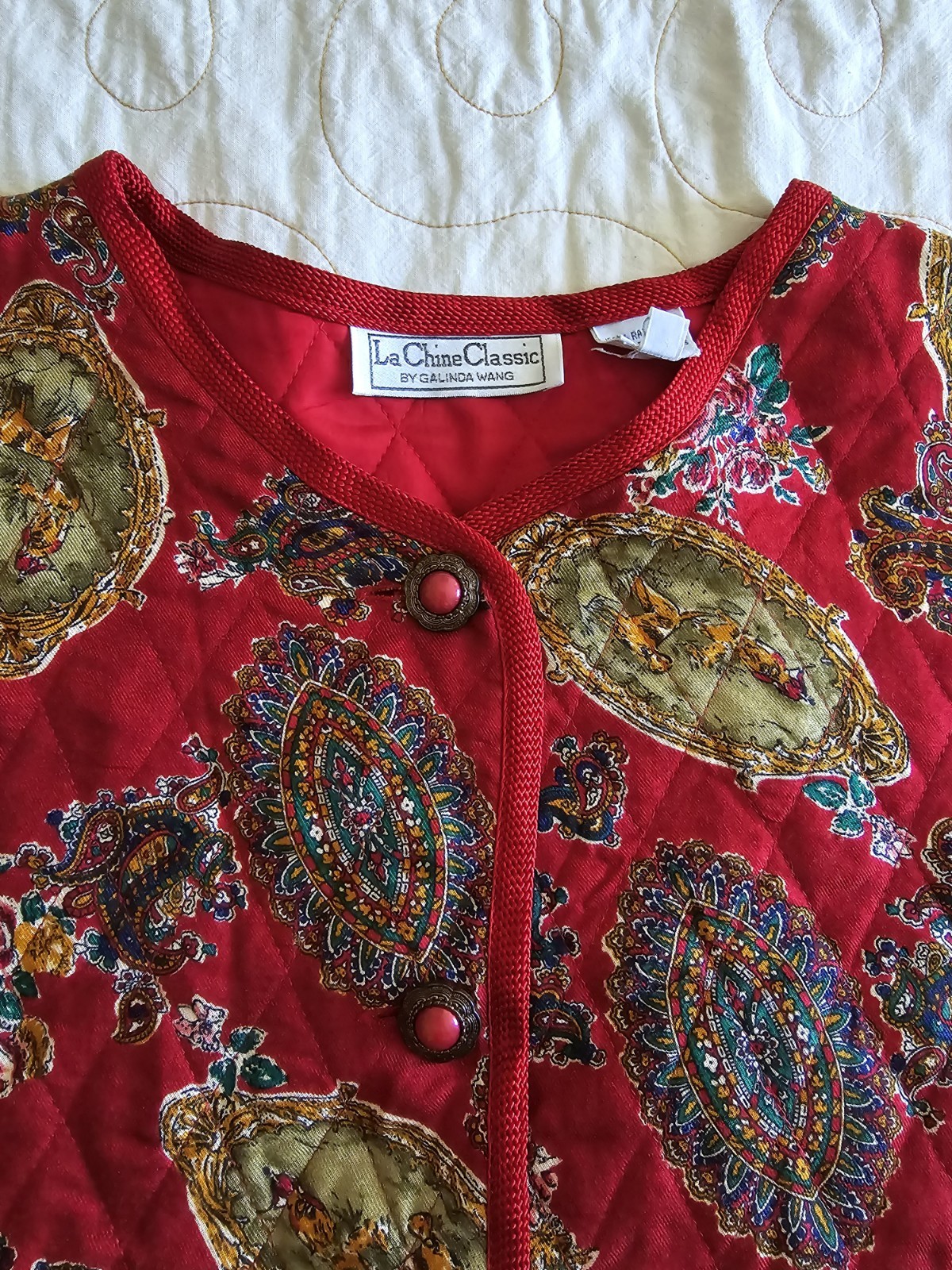 Vintage Galinda Wang Le Chine Classic Floral Hunting Jacket Womens Large 80s 90s