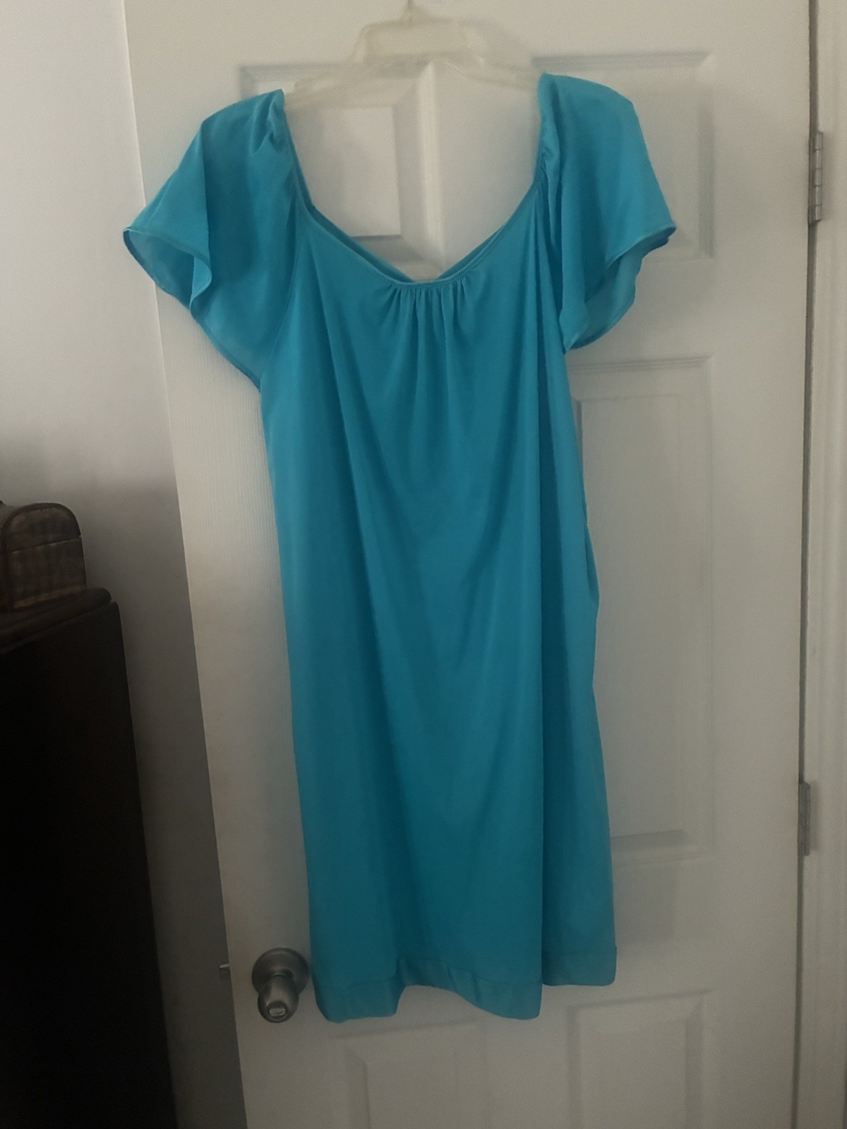 Vintage Vanity Fair Teal Aqua Nylon Nightgown & Robe Set Sz Large 42