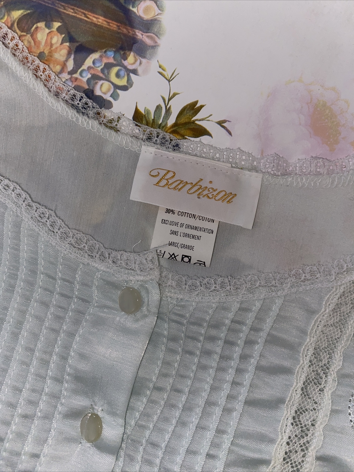 Vintage 1970s NWT Barbizon Womans Pastel Mint Green Cuddleskin Nightgown Floral