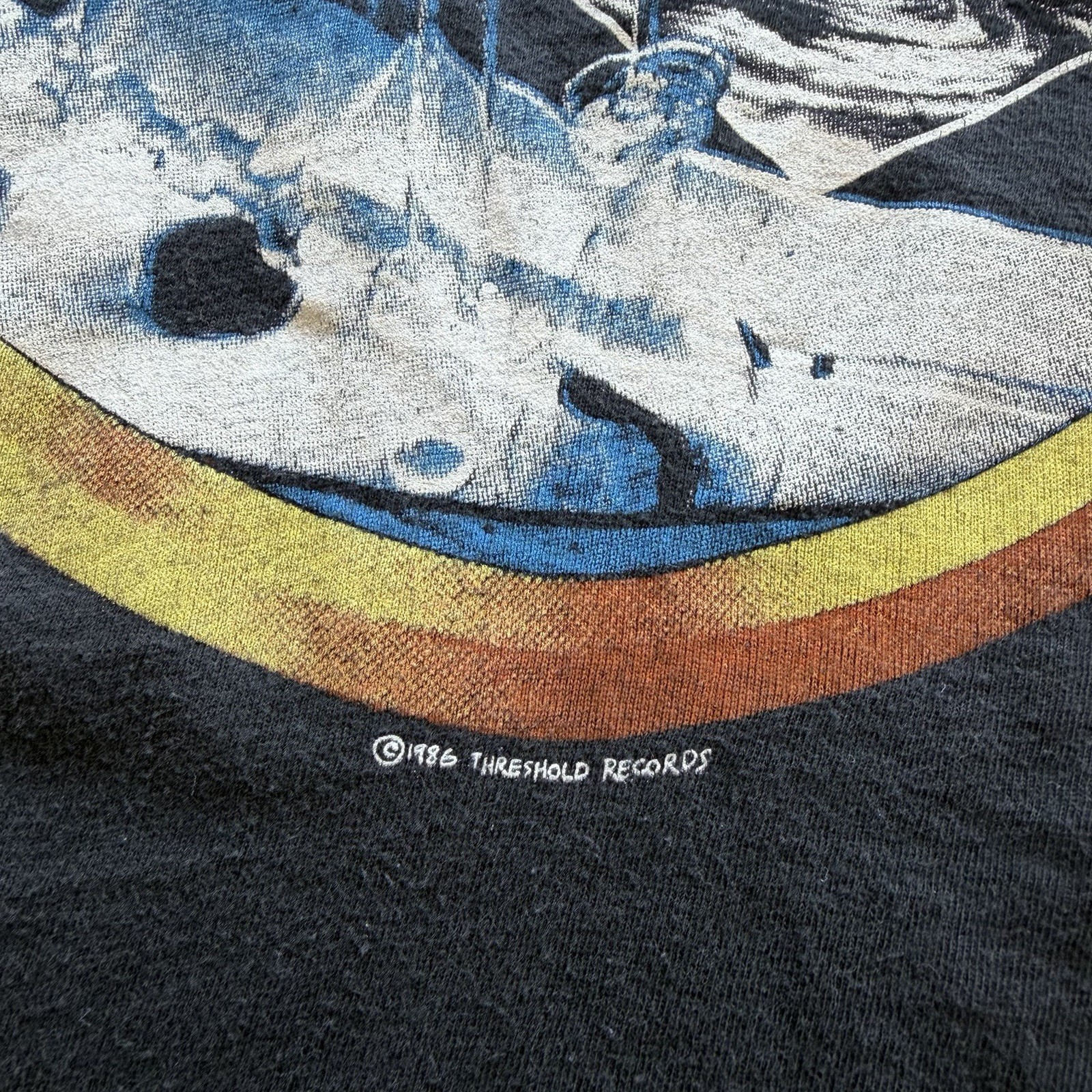VTG 80s The Moody Blues Black Concert Single Stitch Baby Tee Tagged L (Fits S)