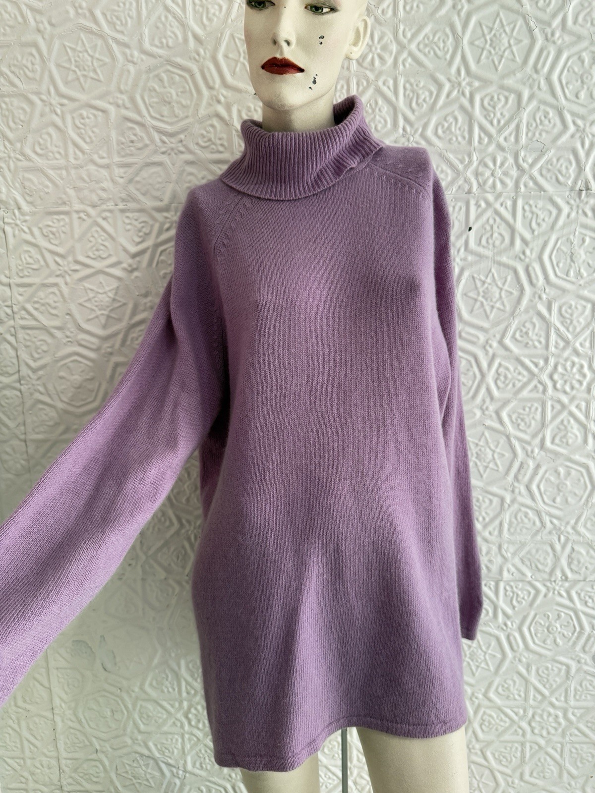 vintage sweater 1980s lambswool angora knit turtleneck Purple Lavender 1X